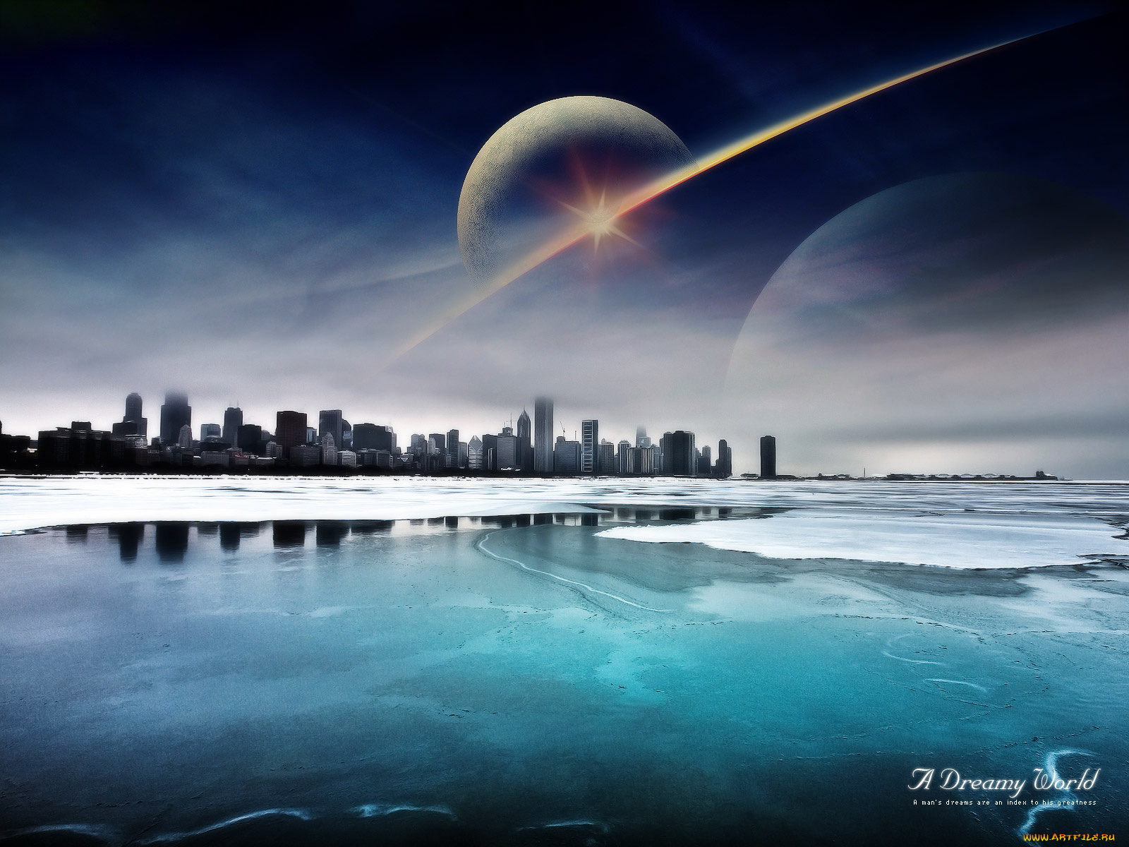 разное, компьютерный, дизайн, облака, город, море, планета