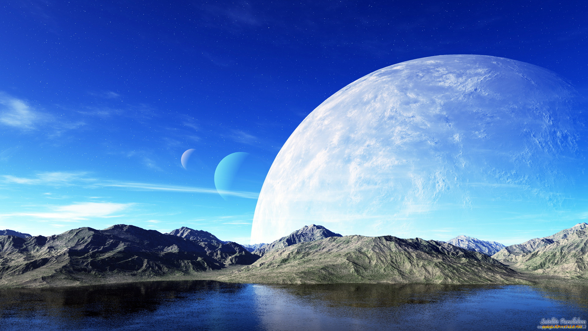 разное, компьютерный, дизайн, планеты, озеро, горы