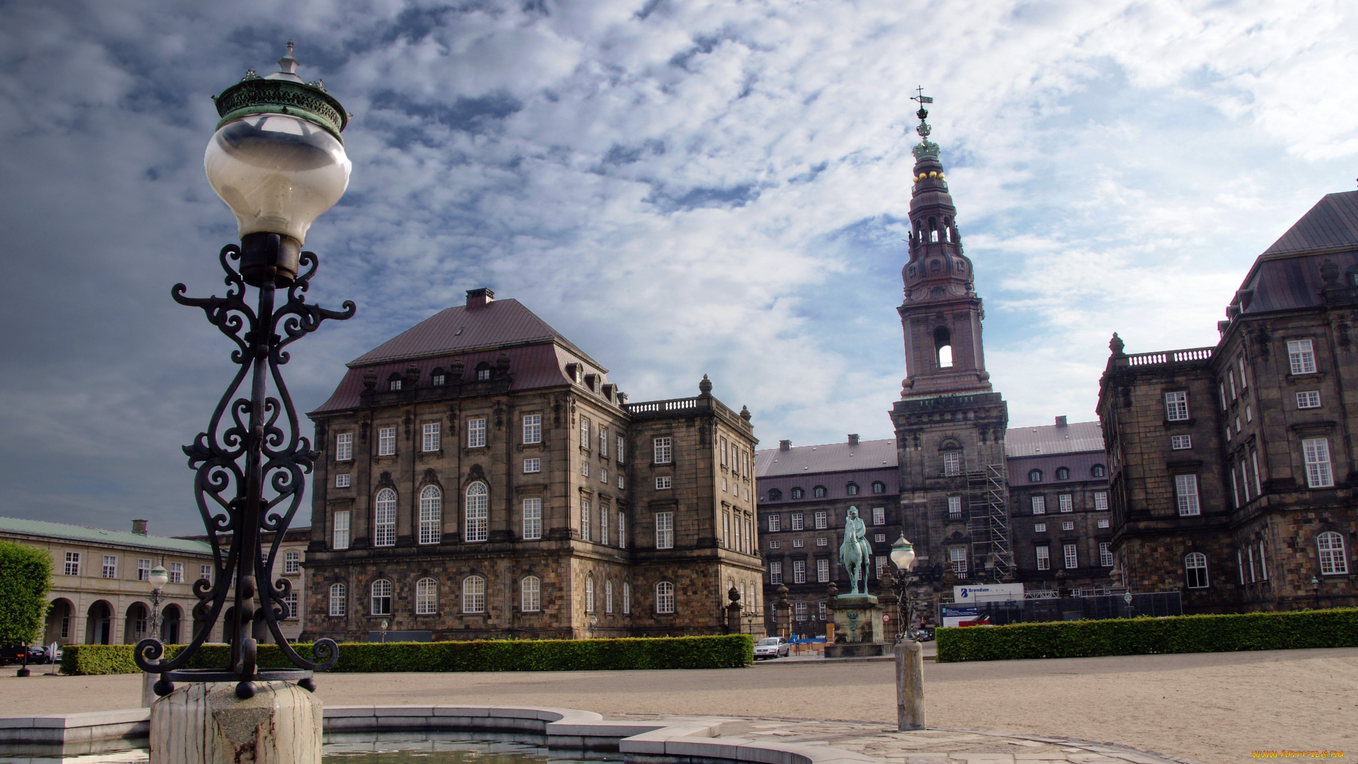 дания, копенгаген, christiansborg, castle, города, замок, фонарь