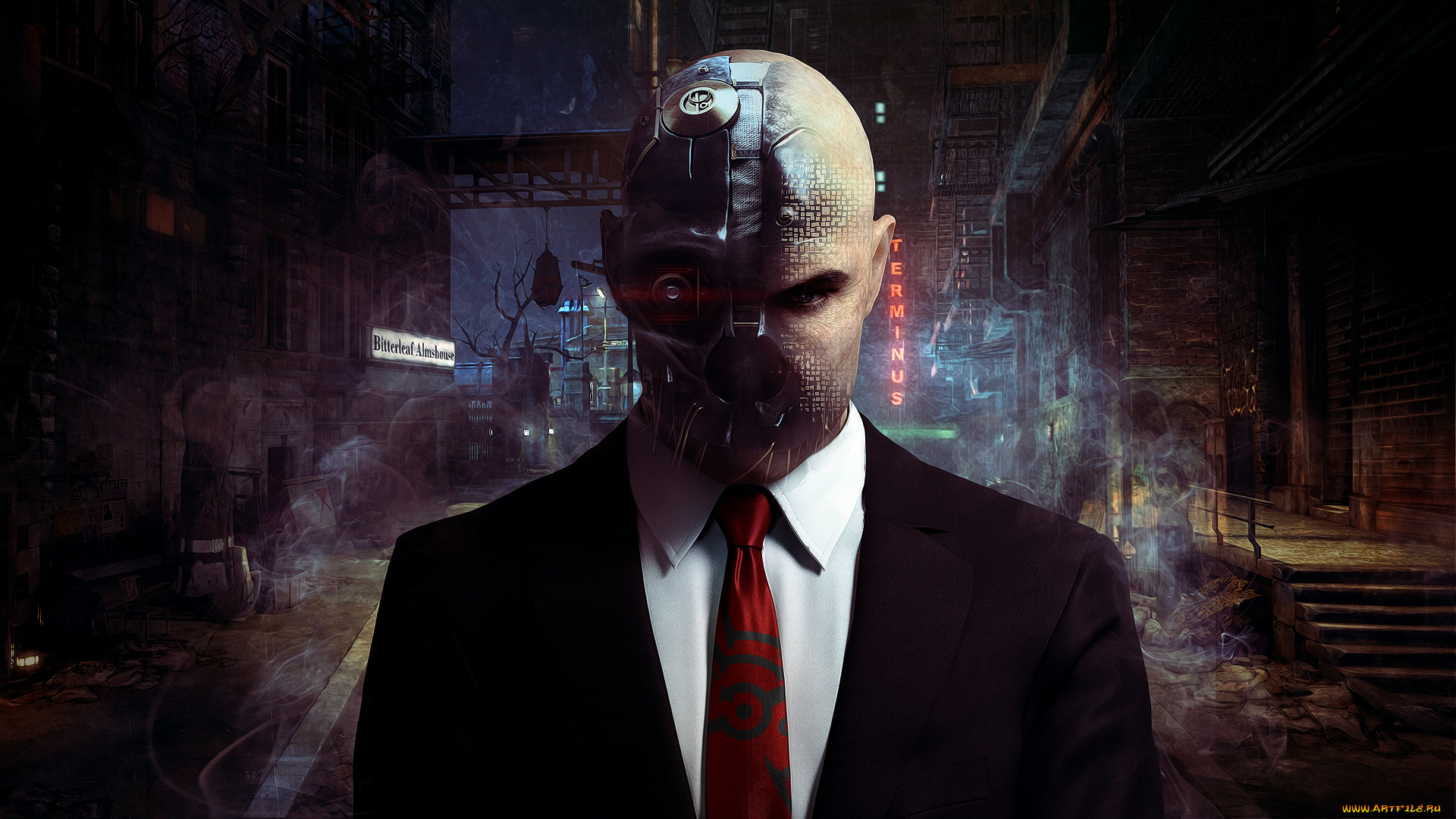 фэнтези, роботы, киборги, механизмы, костюм, галстук