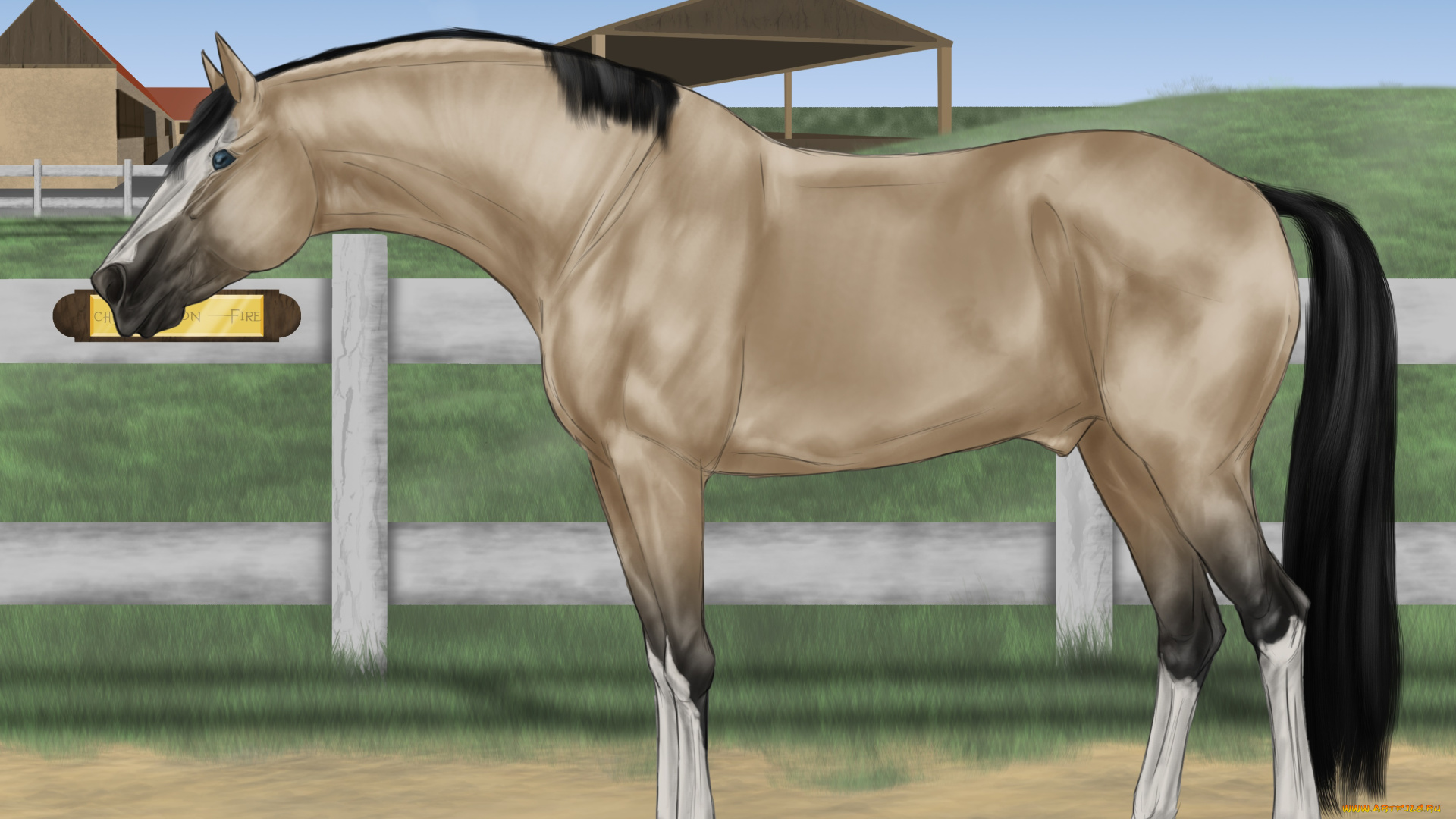 рисованные, животные, лошади, лошадь