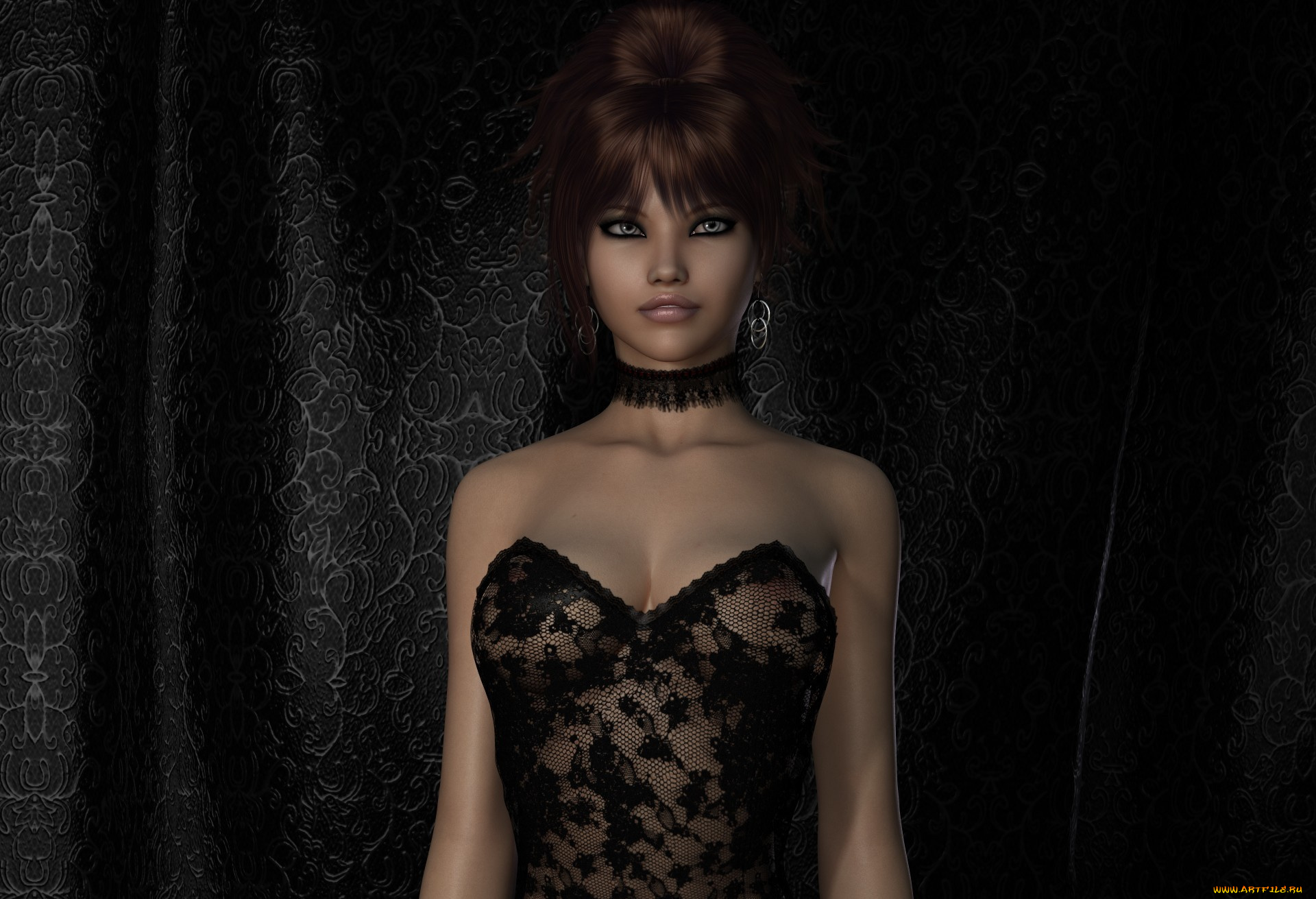 3д, графика, people, люди, рендер, девушка, фон, кружево