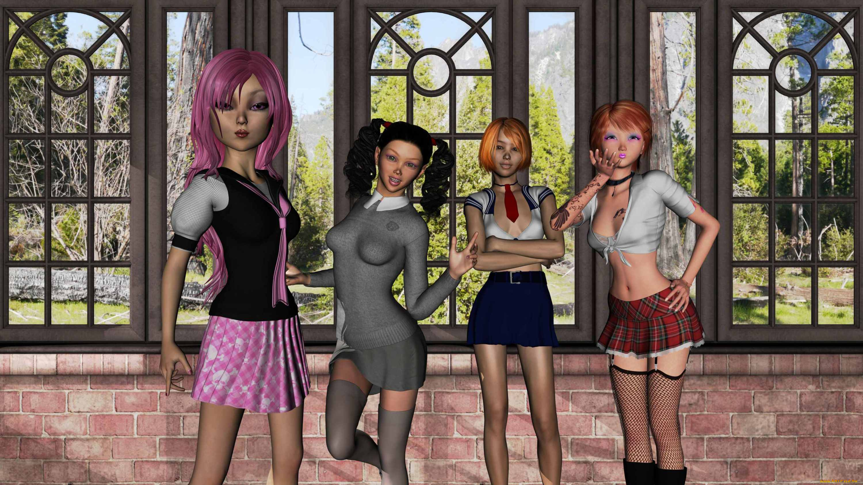 3д, графика, people, люди, подружки