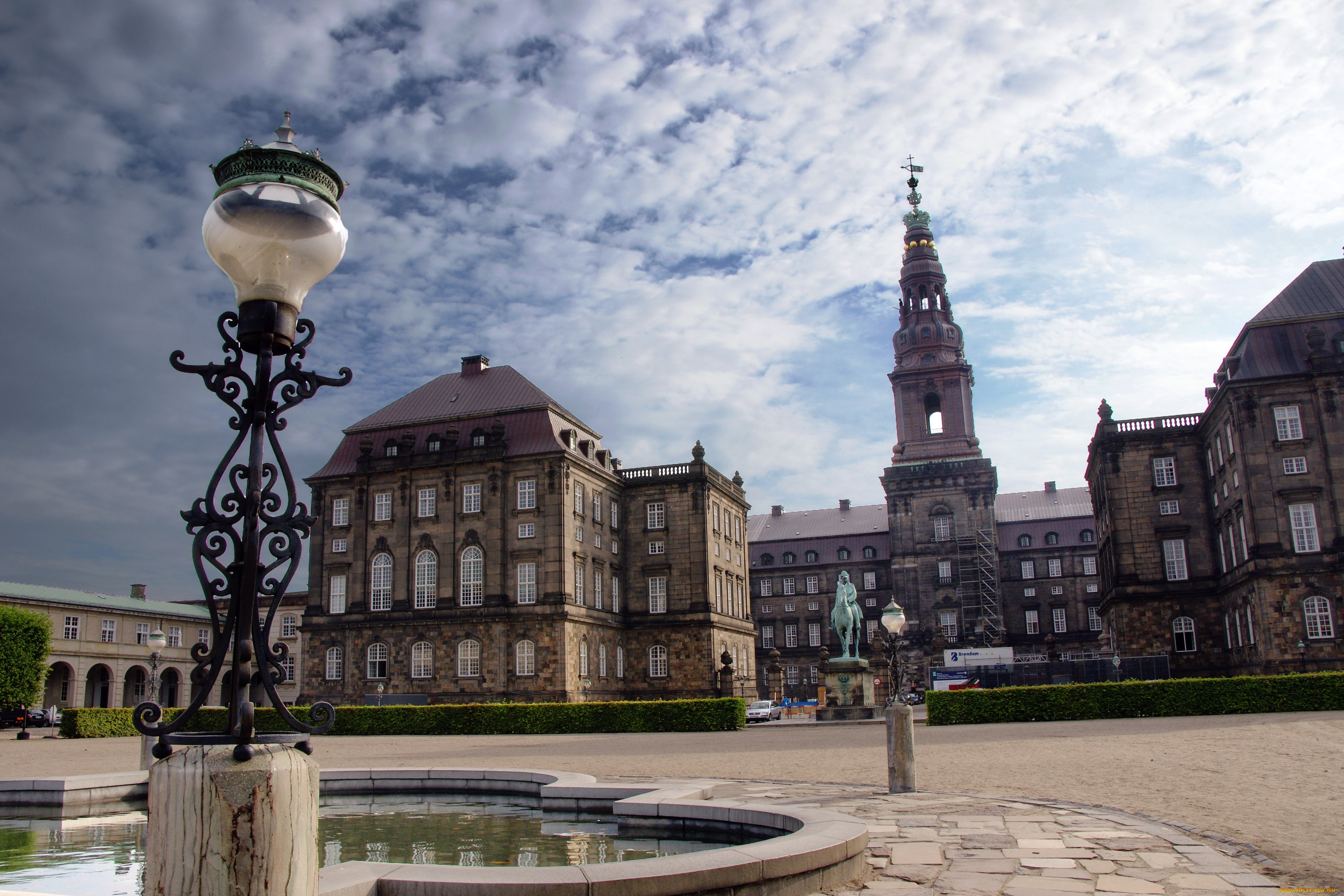 дания, копенгаген, christiansborg, castle, города, замок, фонарь