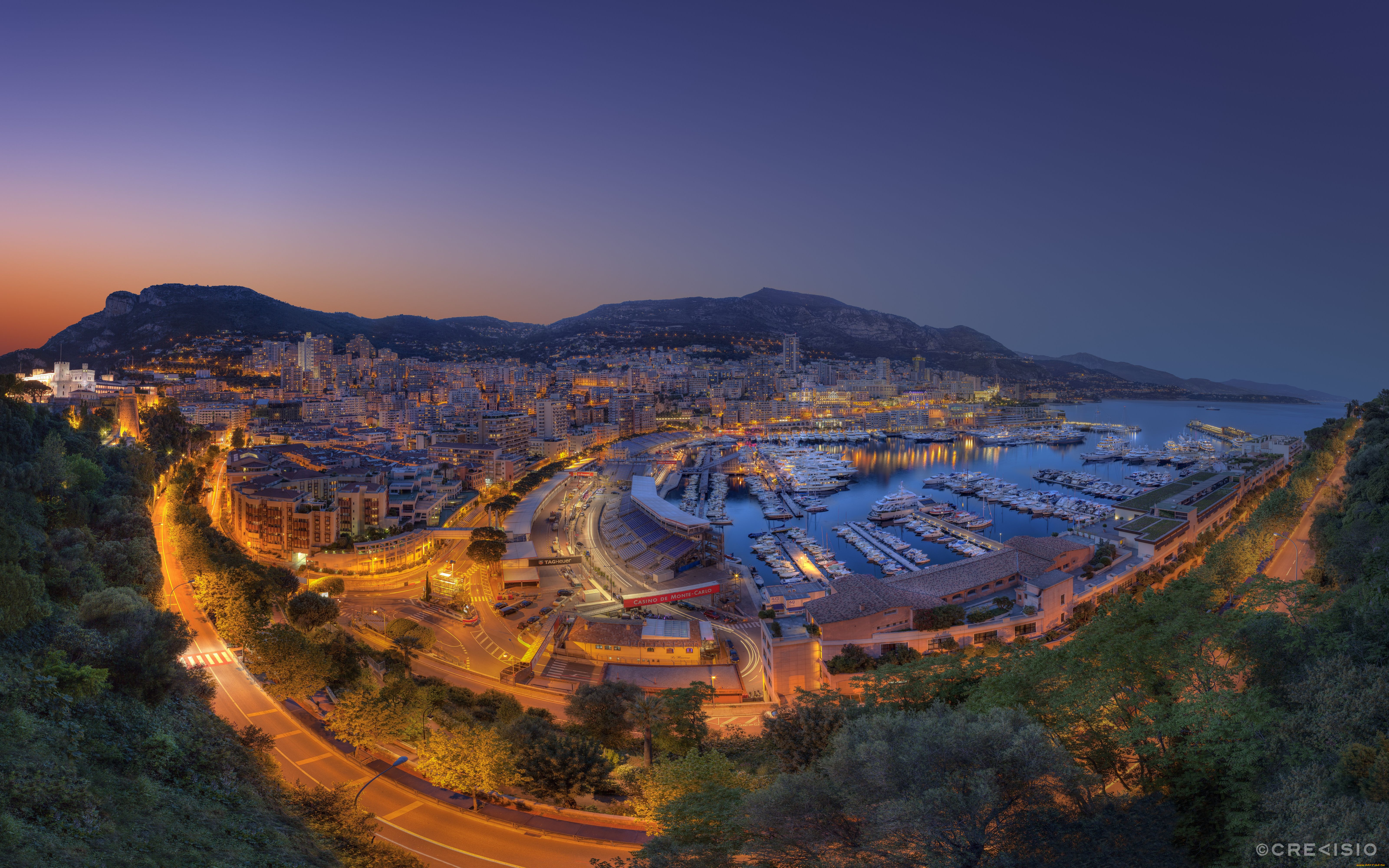города, монте, карло, монако, monaco, панорама, ночной, город