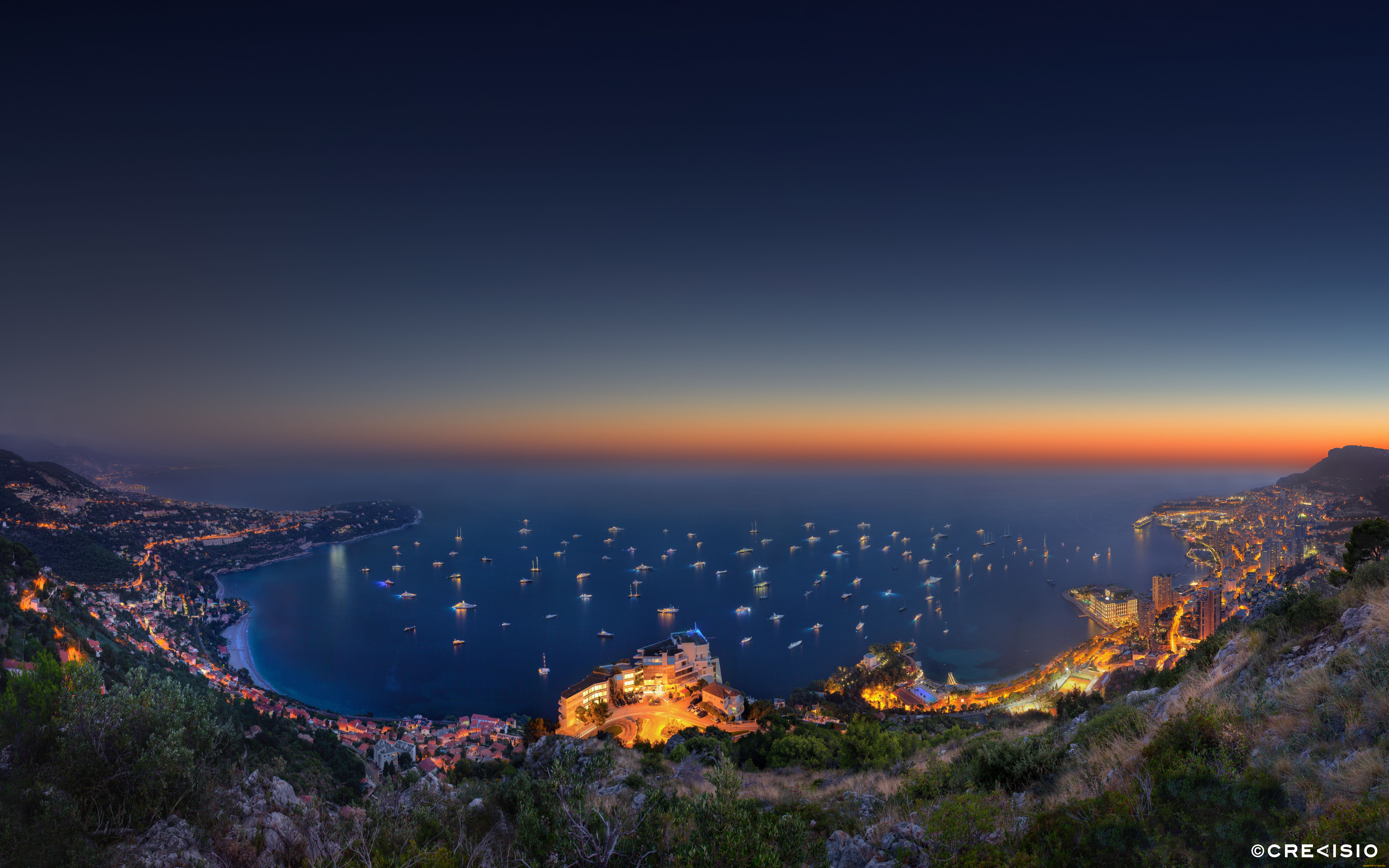 города, монте, карло, монако, monaco, панорама, ночной, город