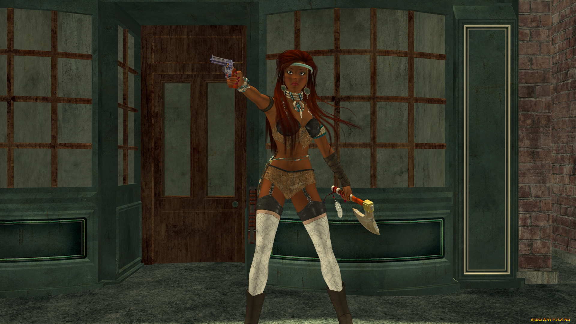 3д, графика, фантазия, , fantasy, девушка, взгляд, фон, оружие