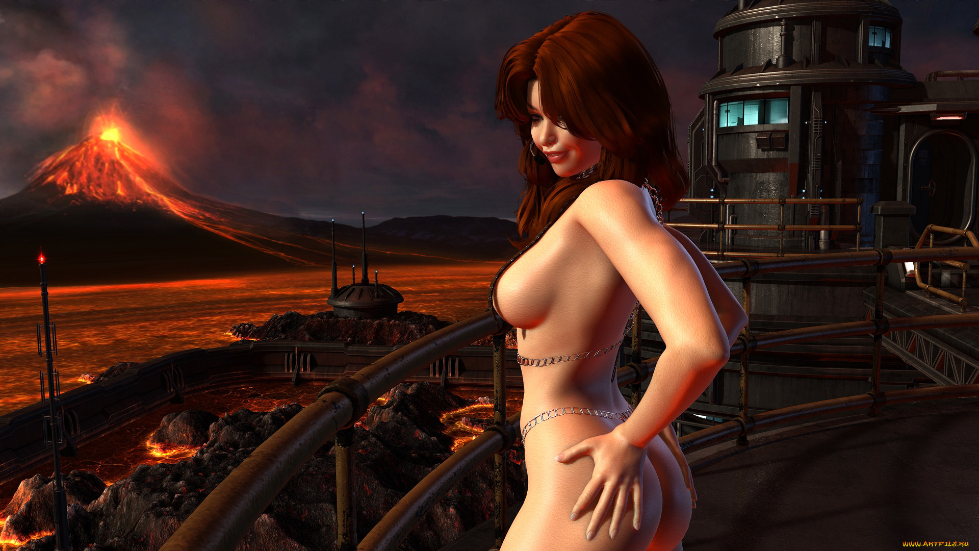 3д, графика, фантазия, , fantasy, грудь, фон, взгляд, девушка