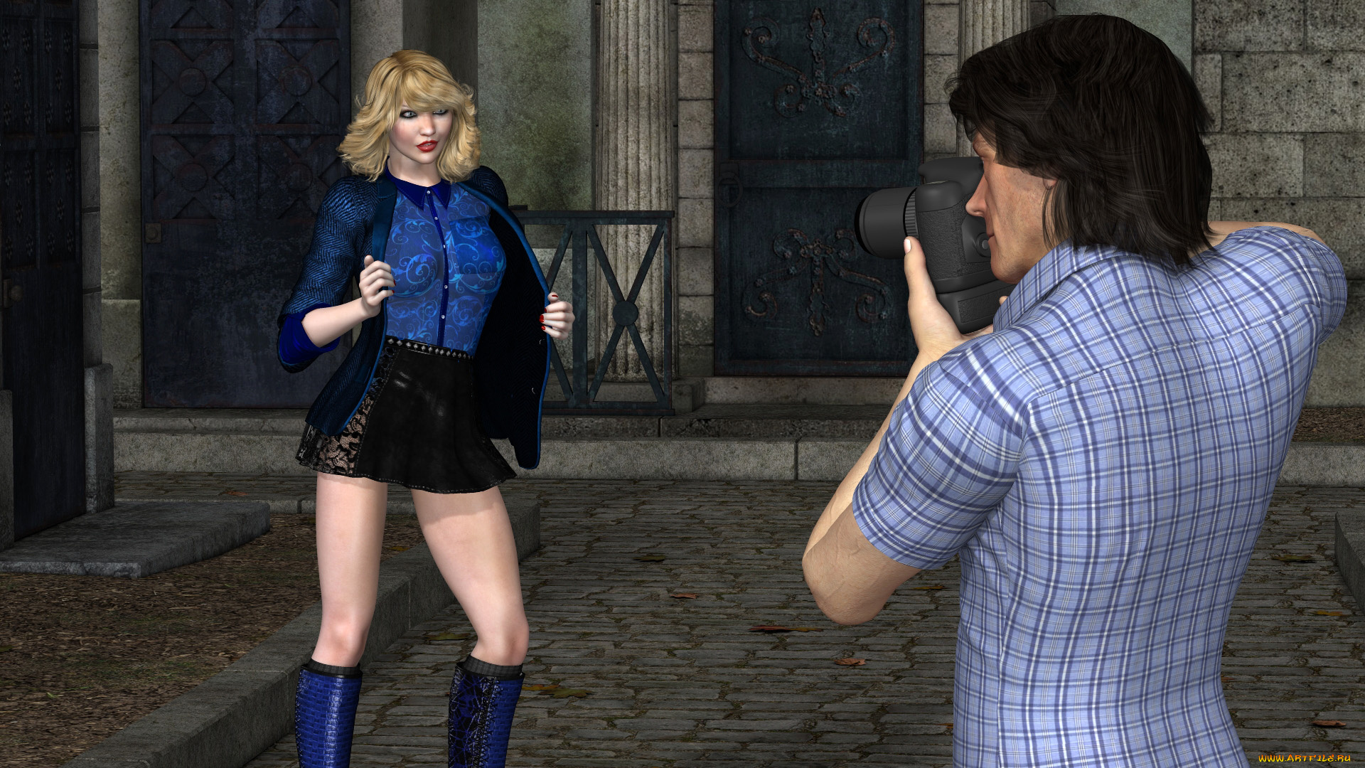 3д, графика, люди, , people, девушка, взгляд, фон, мужчина, фотосесия, улыбка