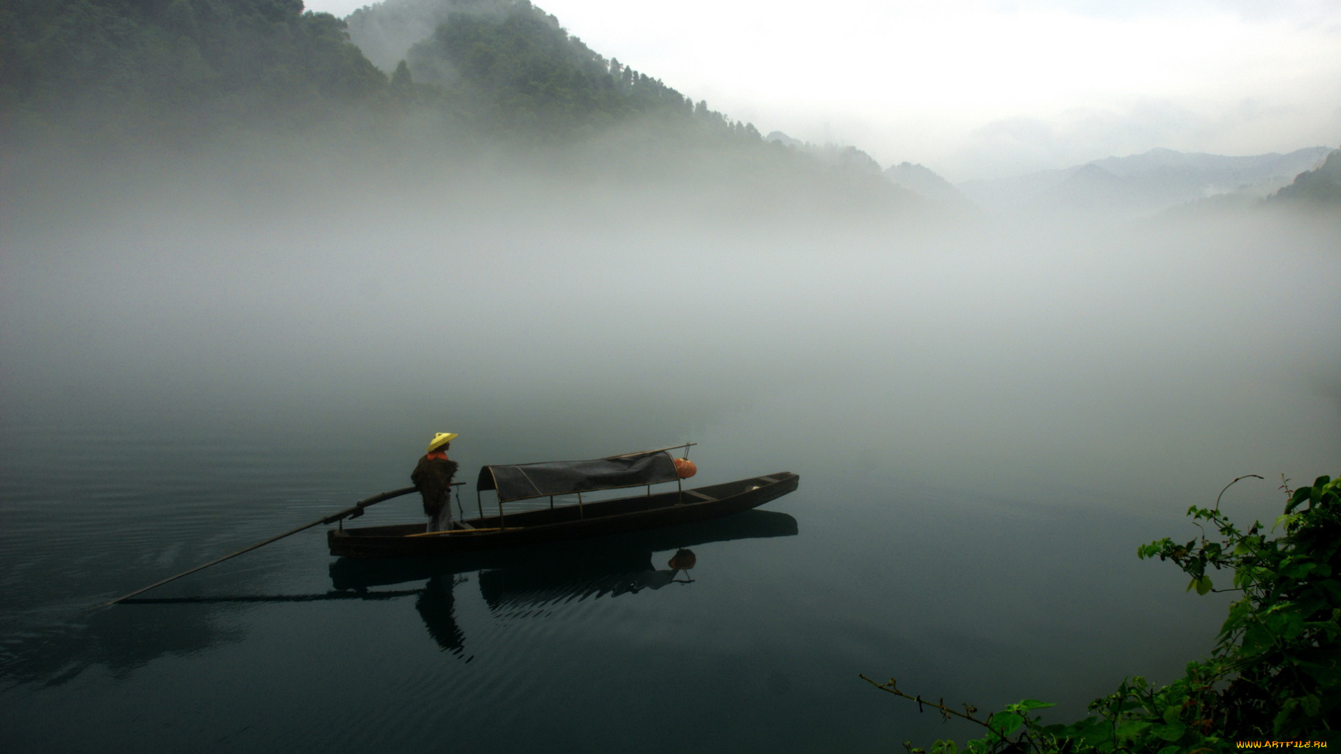 корабли, лодки, , шлюпки, озеро, лодка, туман