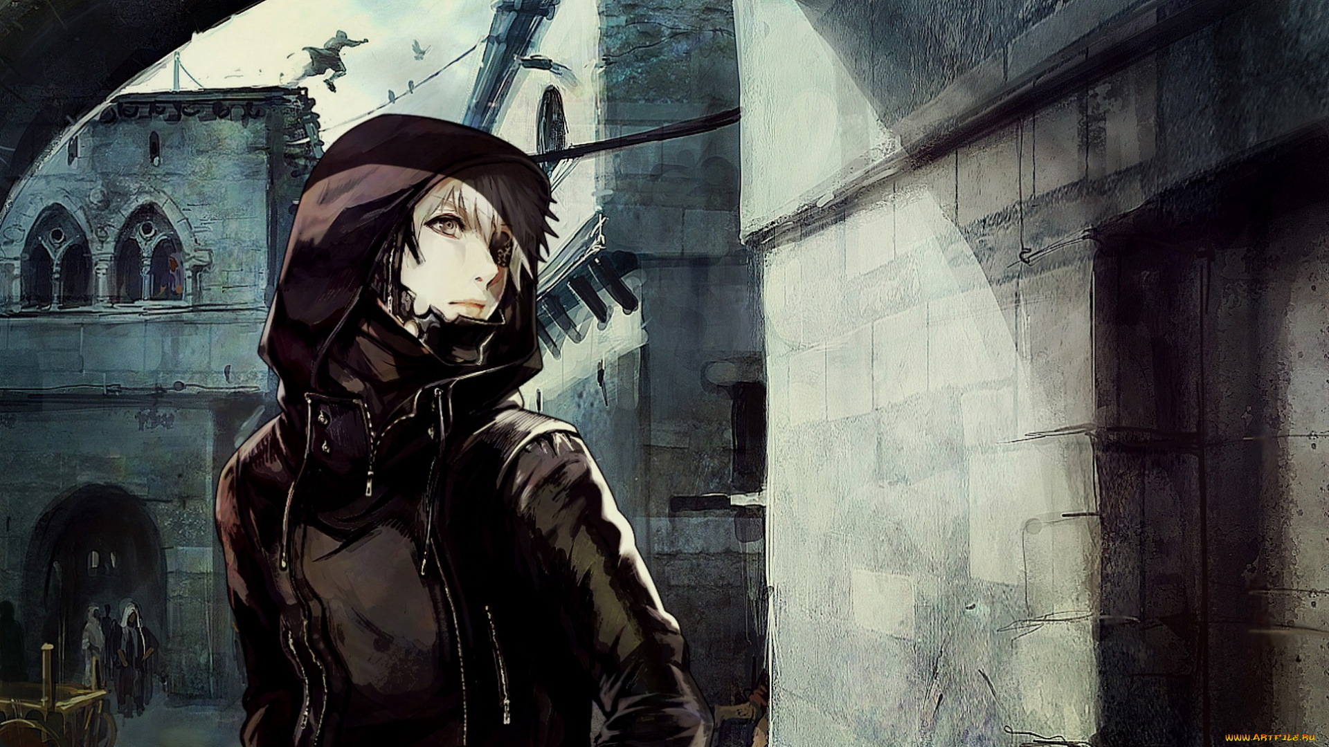 разное, арты, город, парень, игра, арт