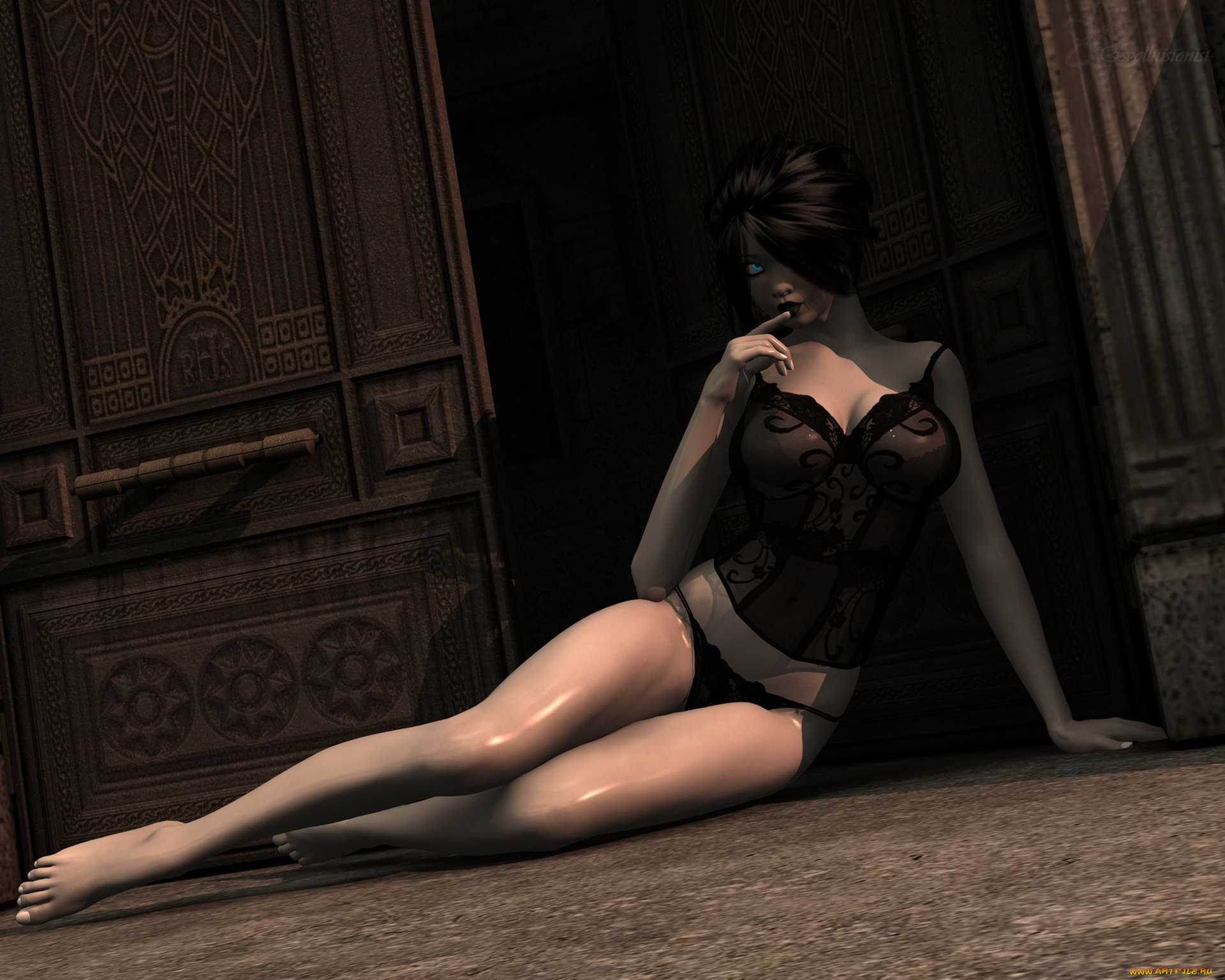 3д, графика, люди, , people, девушка, фон, взгляд, белье