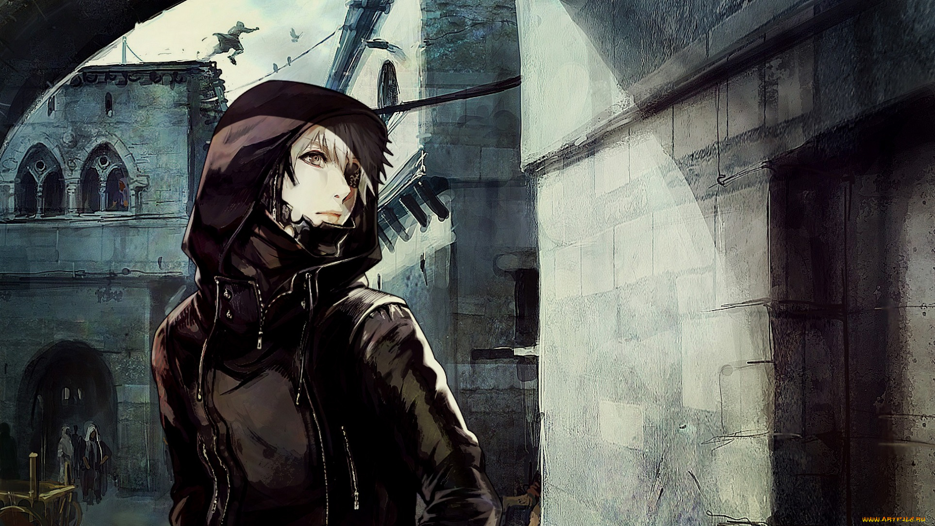 разное, арты, город, парень, игра, арт