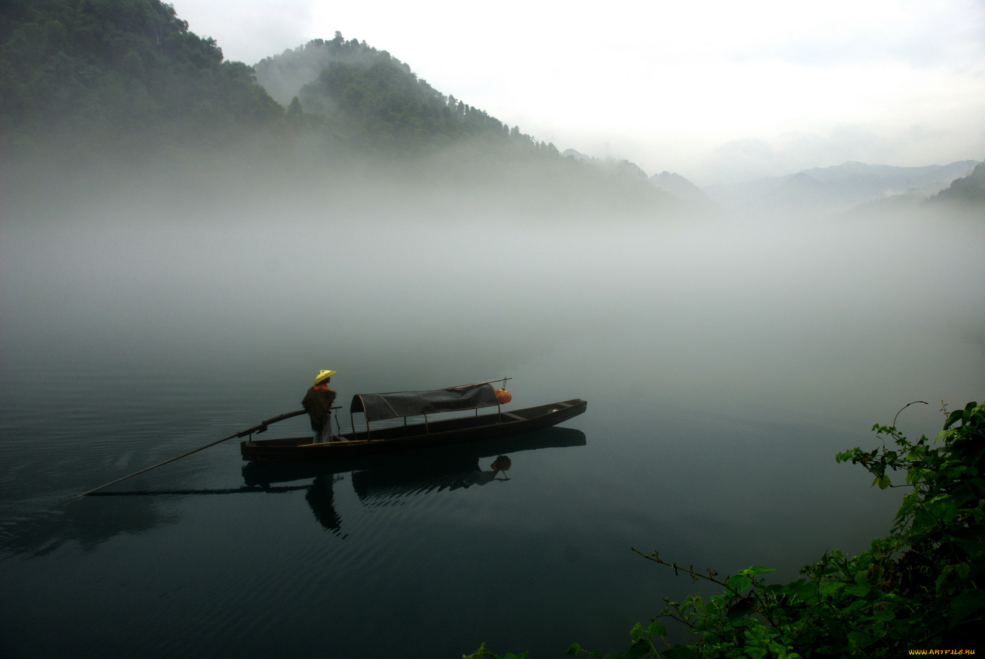 корабли, лодки, , шлюпки, озеро, лодка, туман