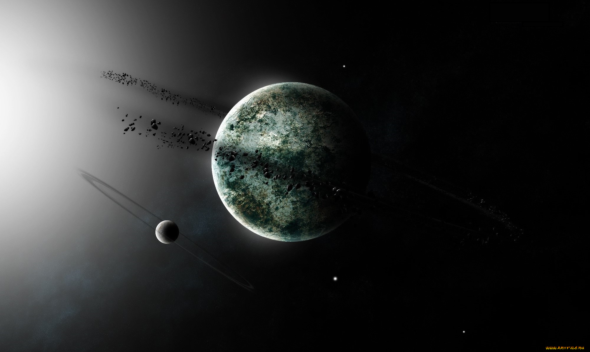 космос, арт, галактика, звезды, вселенная, планеты