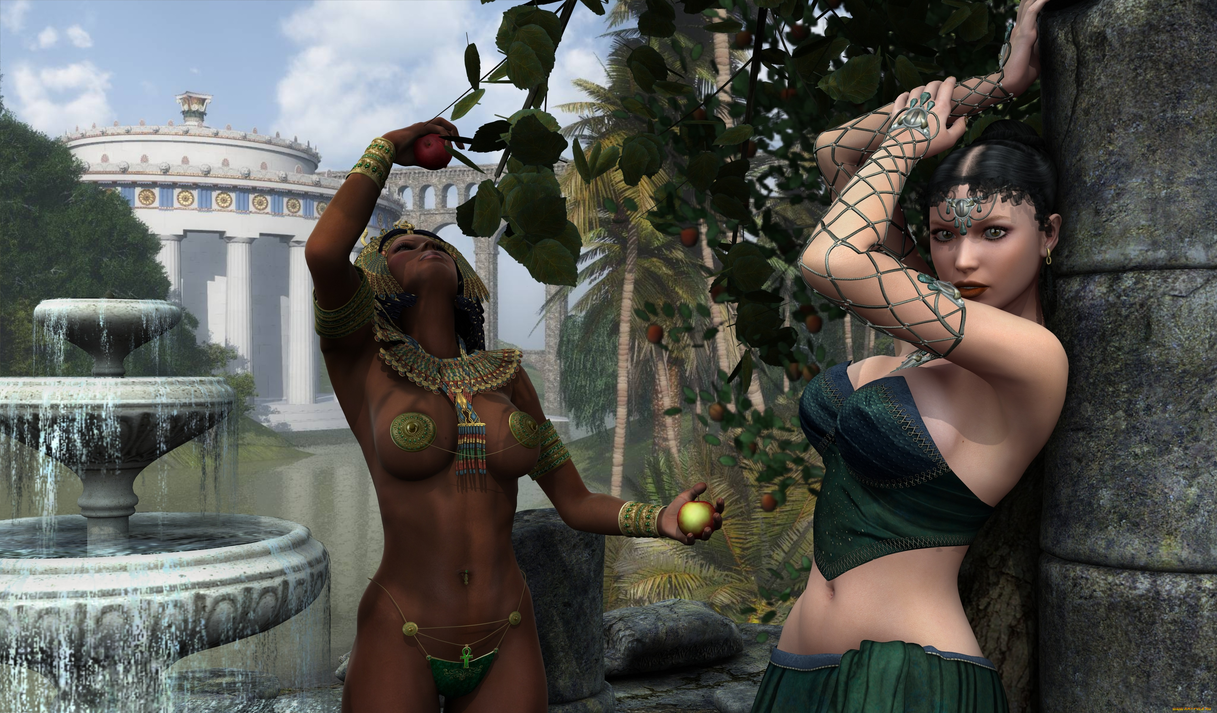 3д, графика, люди, , people, девушки, взгляд, фон