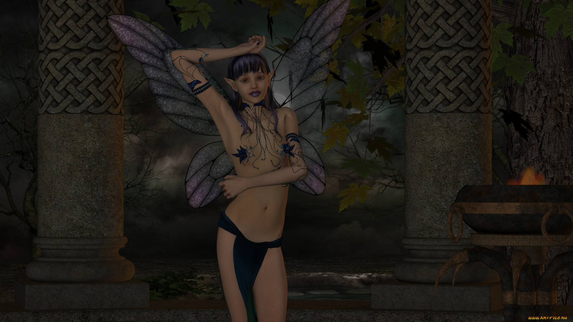 3д, графика, эльфы, , elves, фон, эльфийка, взгляд