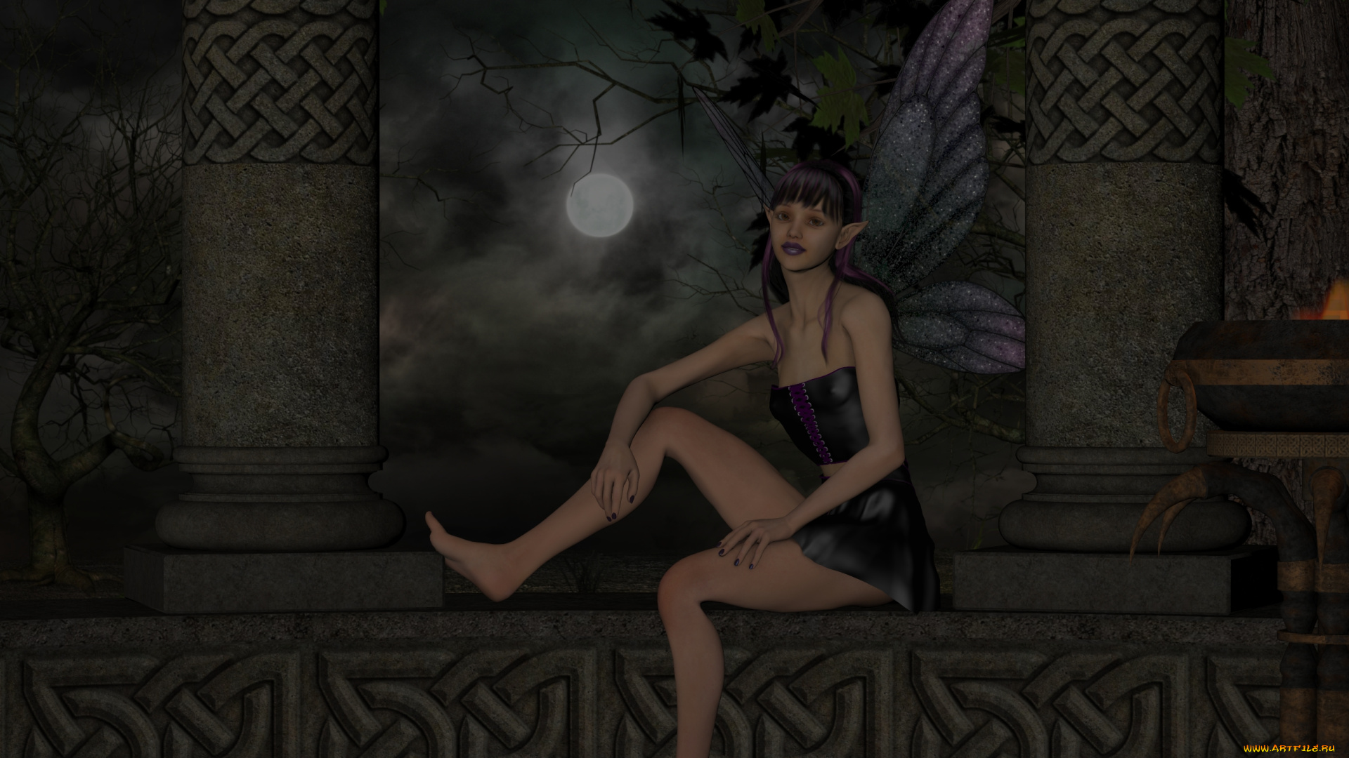 3д, графика, эльфы, , elves, фон, взгляд, эльфийка