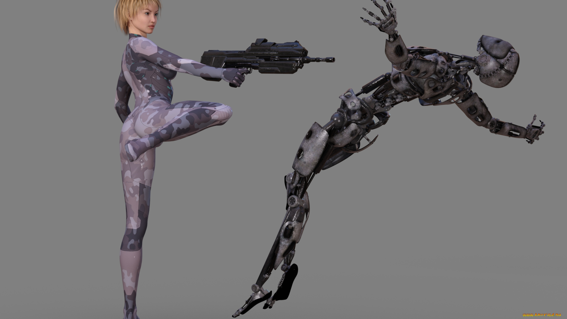 3д, графика, фантазия, , fantasy, девушка, оружие, фон, взгляд