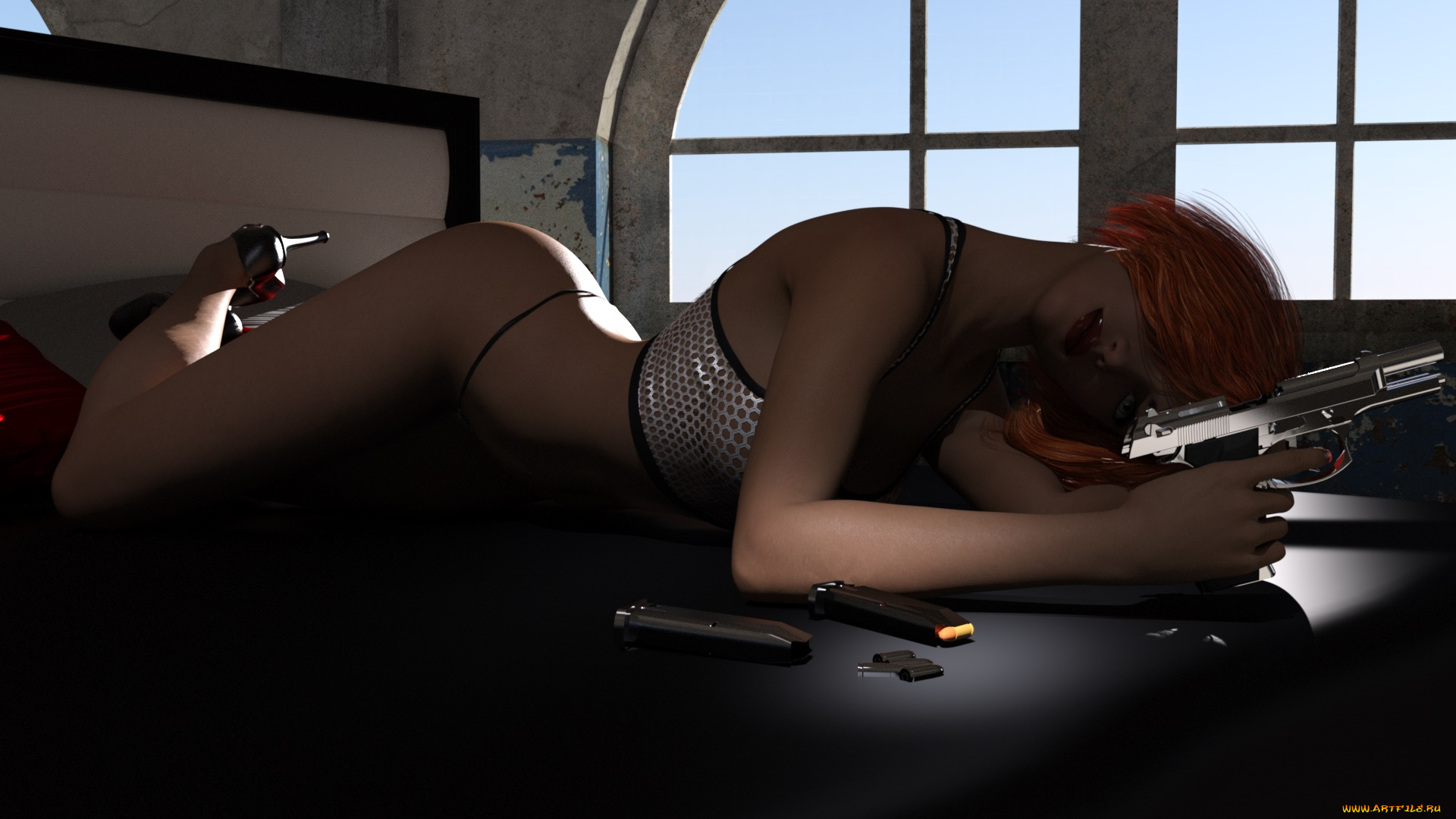 3д, графика, люди, , people, оружие, фон, взгляд, девушка