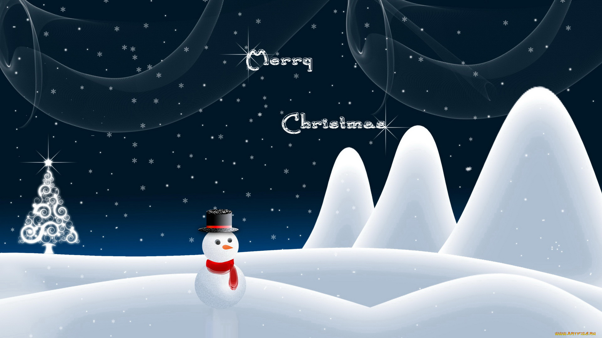 праздничные, векторная, графика, , новый, год, небо, снеговик, снег