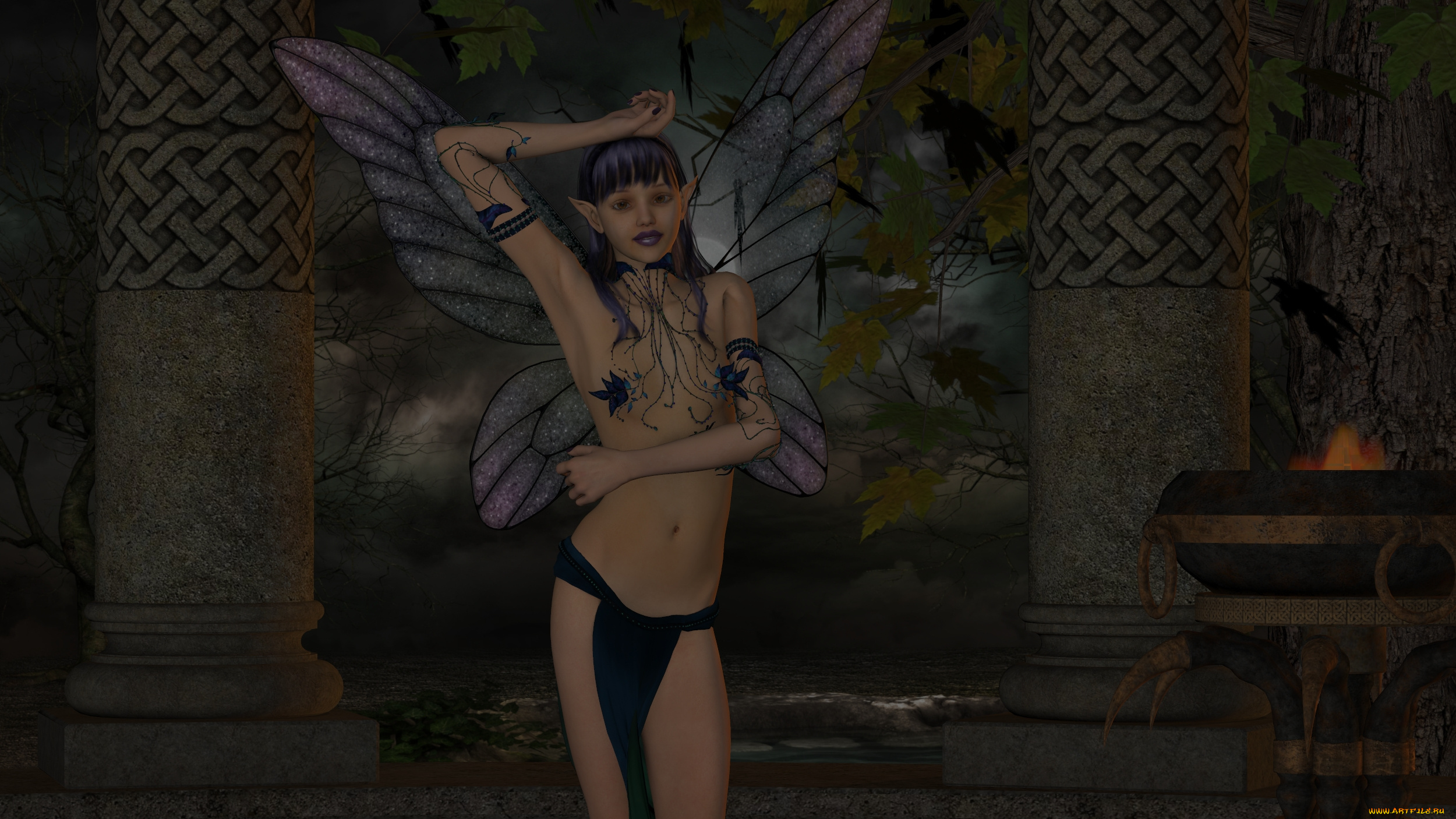 3д, графика, эльфы, , elves, фон, эльфийка, взгляд