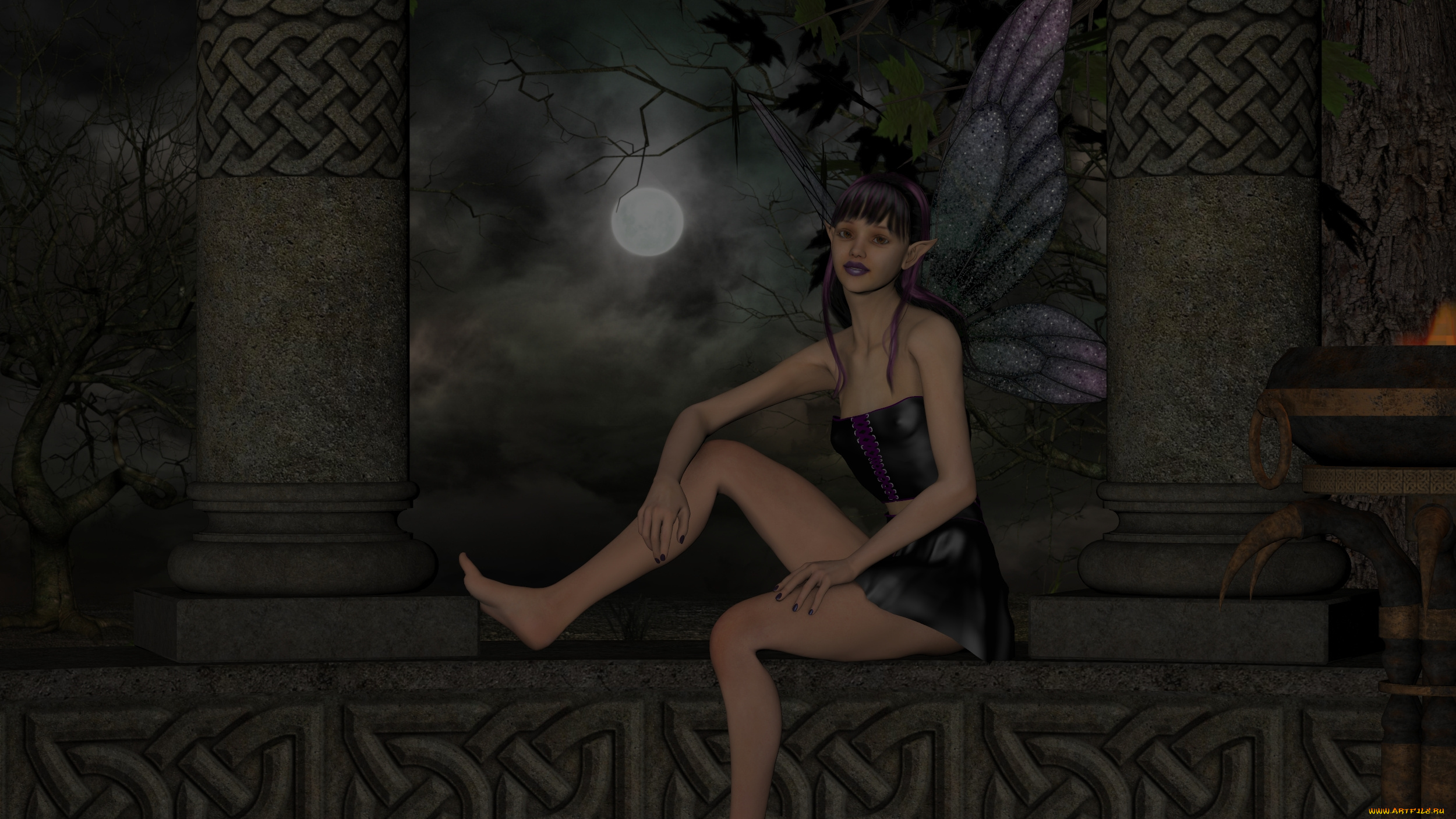 3д, графика, эльфы, , elves, фон, взгляд, эльфийка