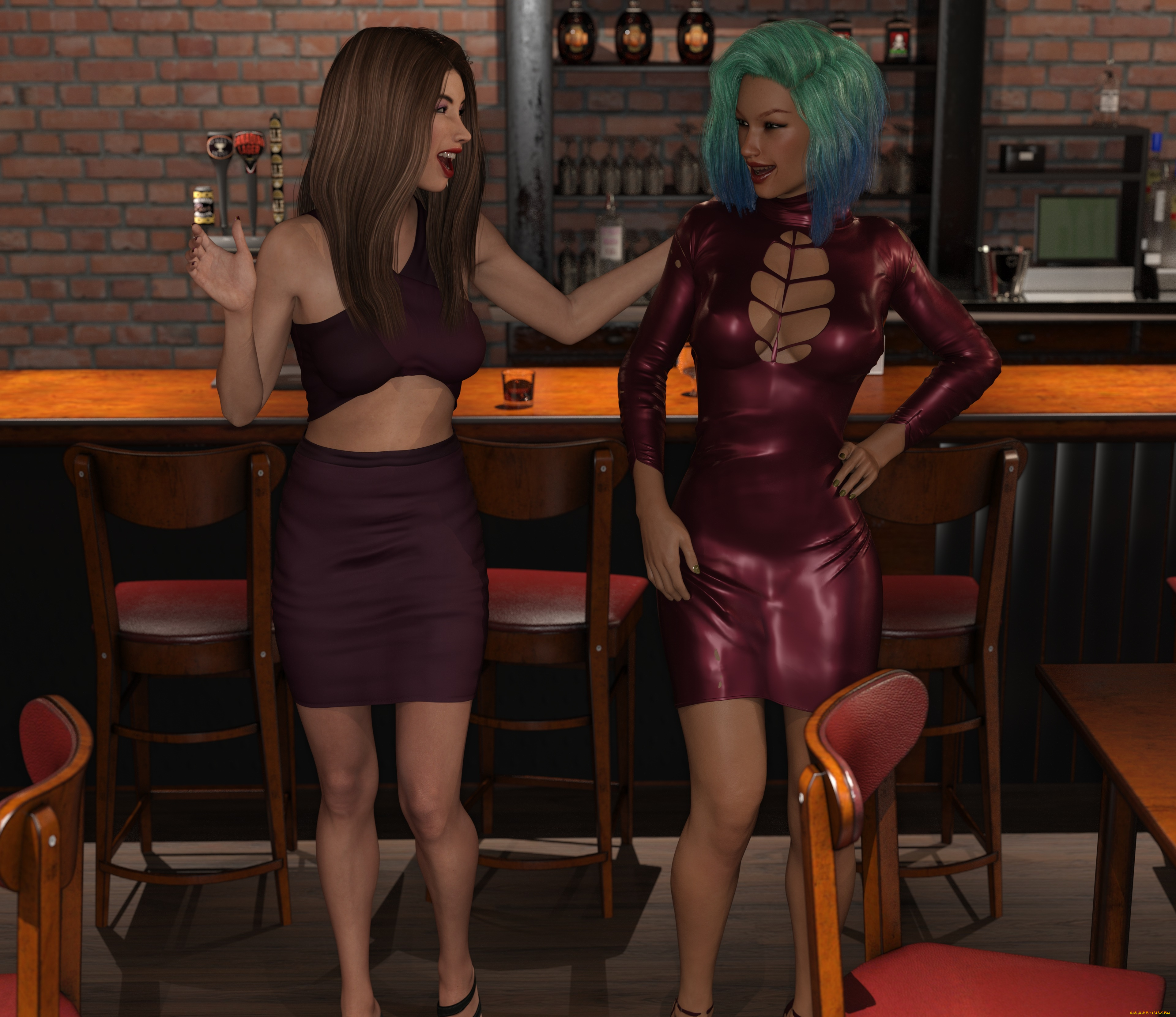 3д, графика, люди, , people, девушки, взгляд, фон