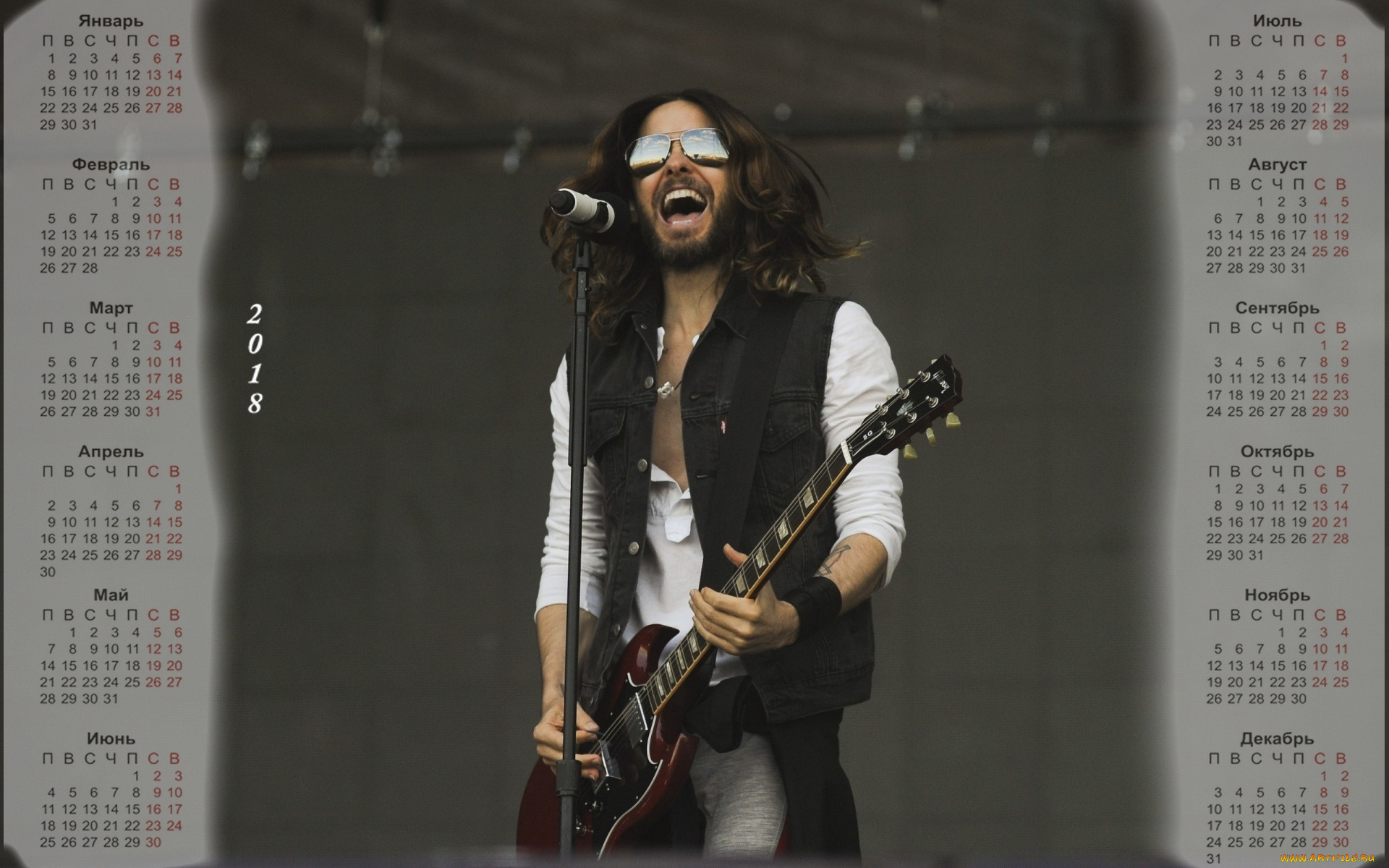 dzhared, leto, календари, знаменитости, парень, певец, очки, гитара, микрофон