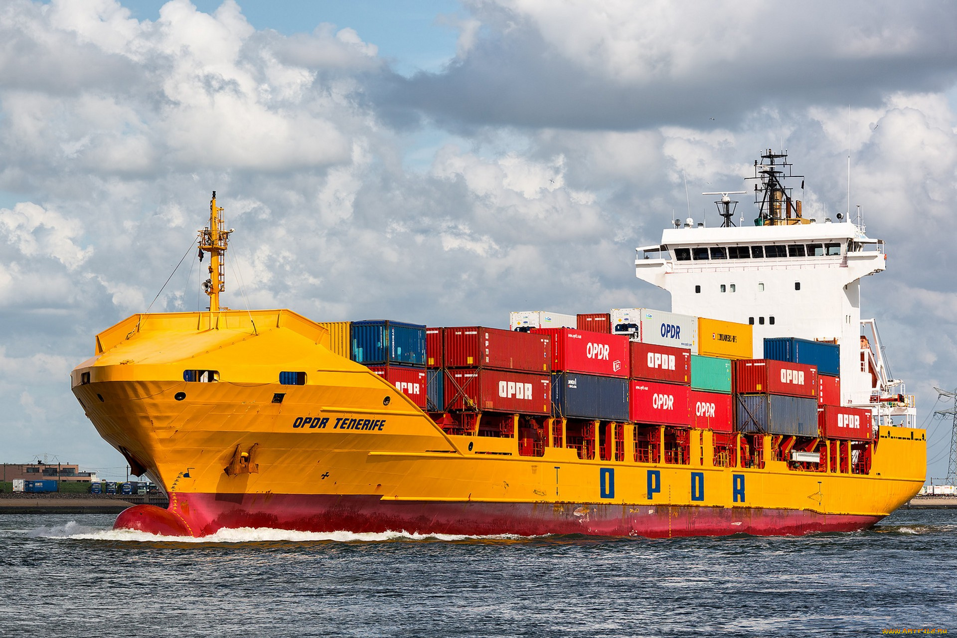 корабли, грузовые, суда, контейнеровоз