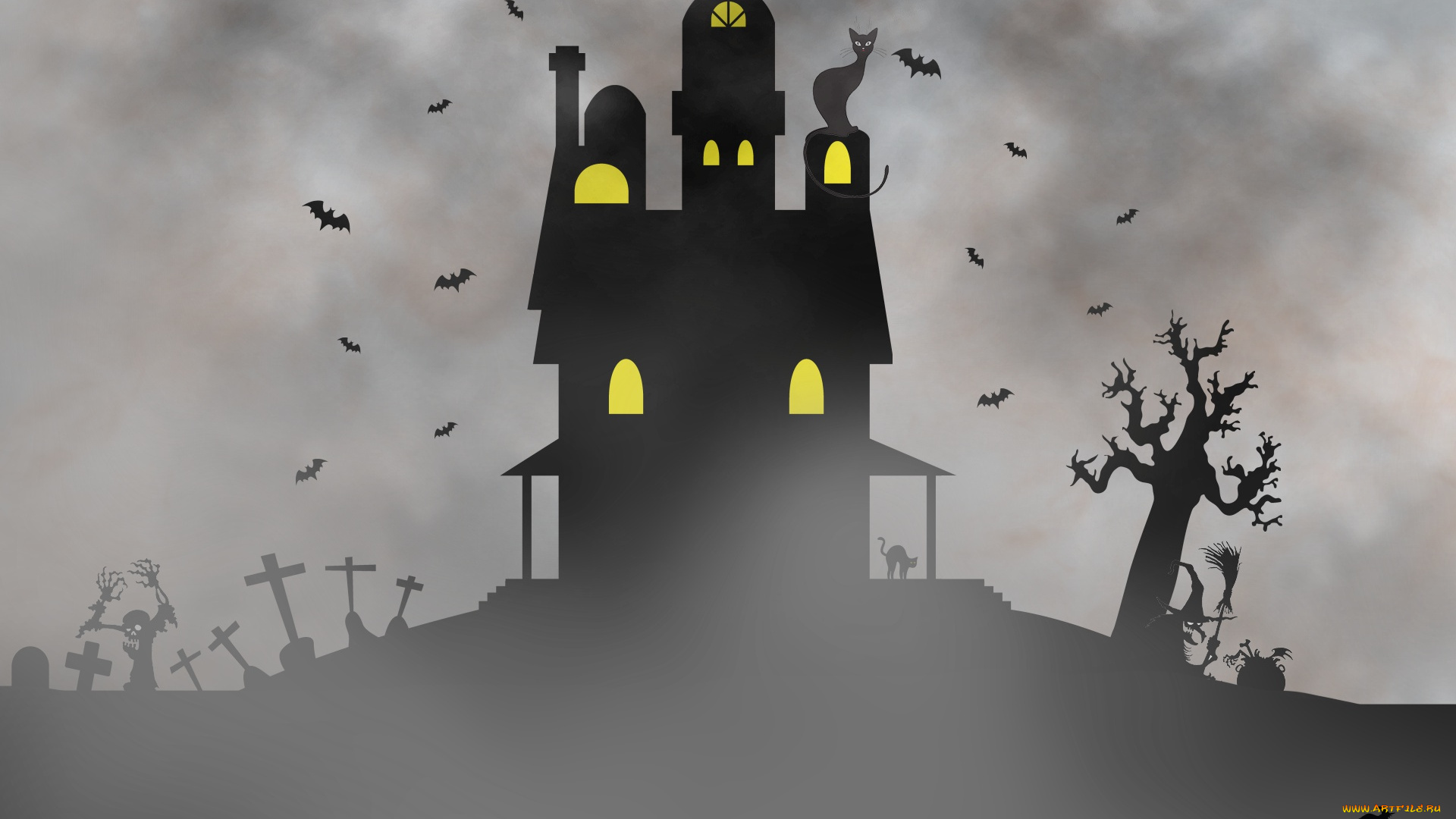 праздничные, хэллоуин, картинка, дом