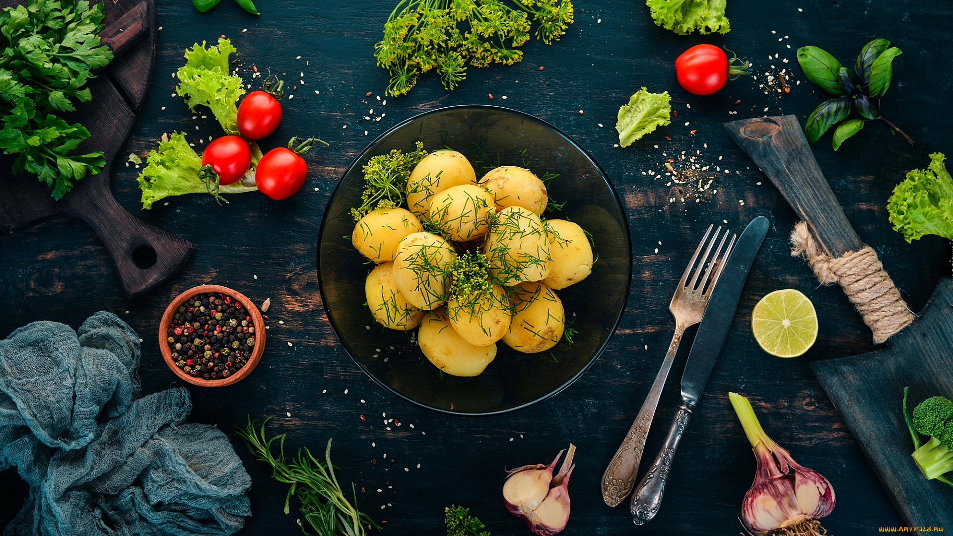 еда, картофель, чеснок, картошка, укроп