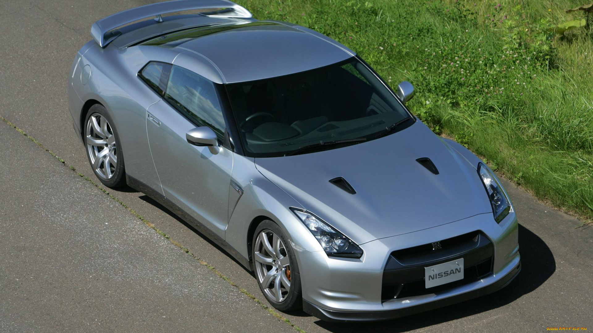 nissan, gt-r, автомобили, nissan, datsun, ниссан, серебристый, дорога, трава