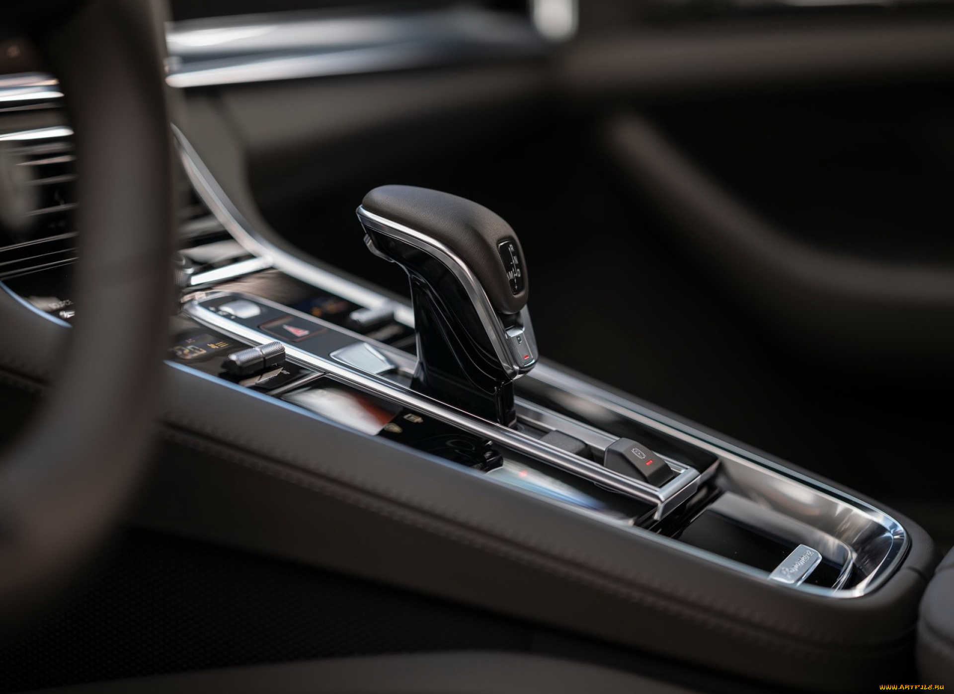 автомобили, интерьеры, porsche, panamera, turbo, s, 2021, рычаг, детали