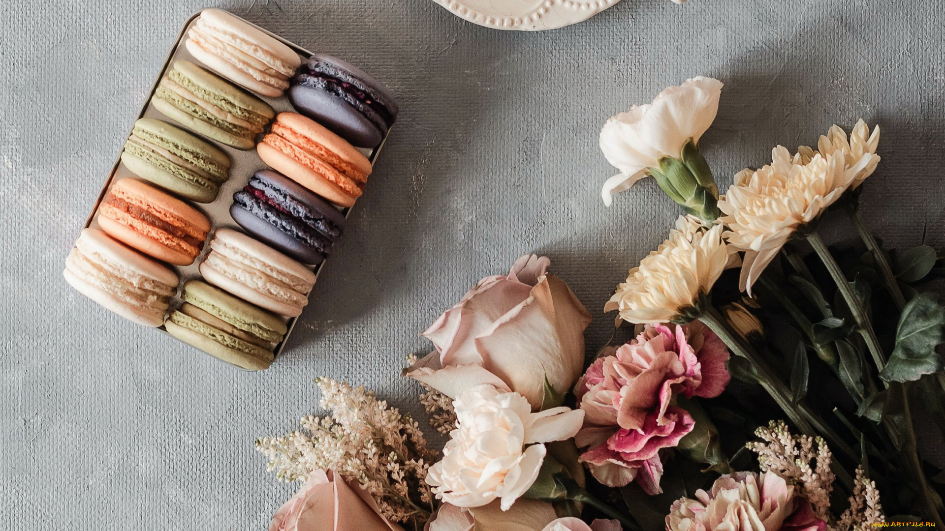 еда, макаруны, печенье, лакомство, ассорти