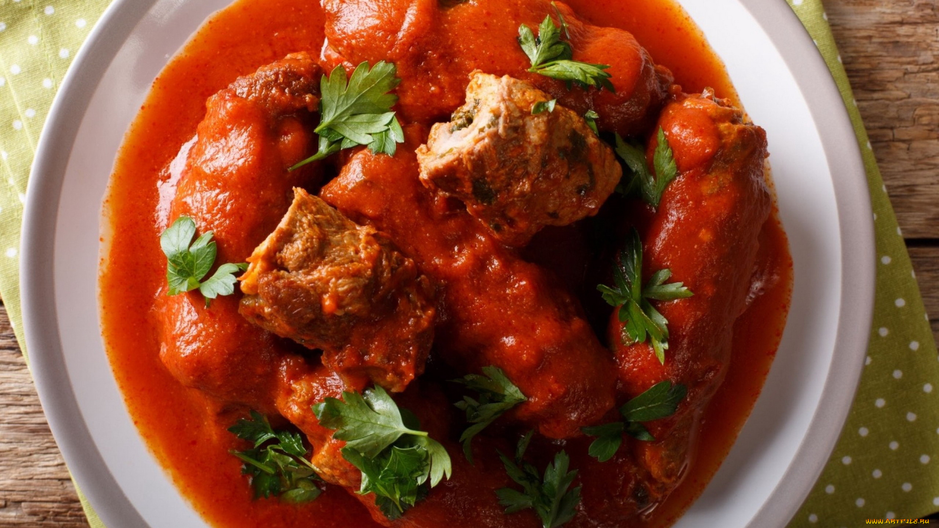 еда, мясные, блюда, мясо, томатный, соус, петрушка