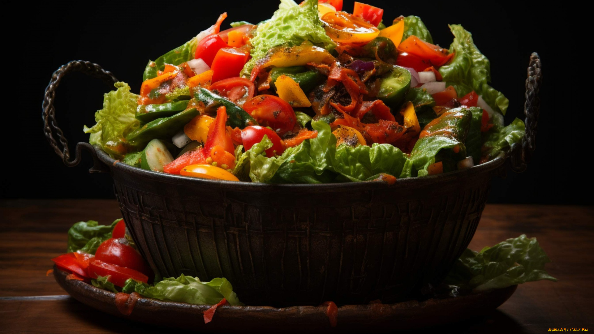 еда, салаты, , закуски, овощной, салат, помидоры, перец