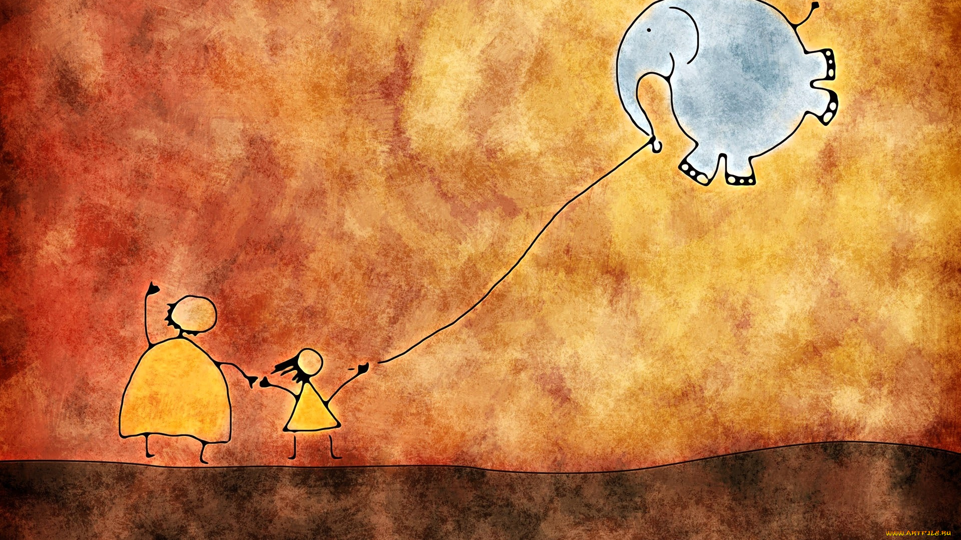 рисованное, vladstudio, люди, слон