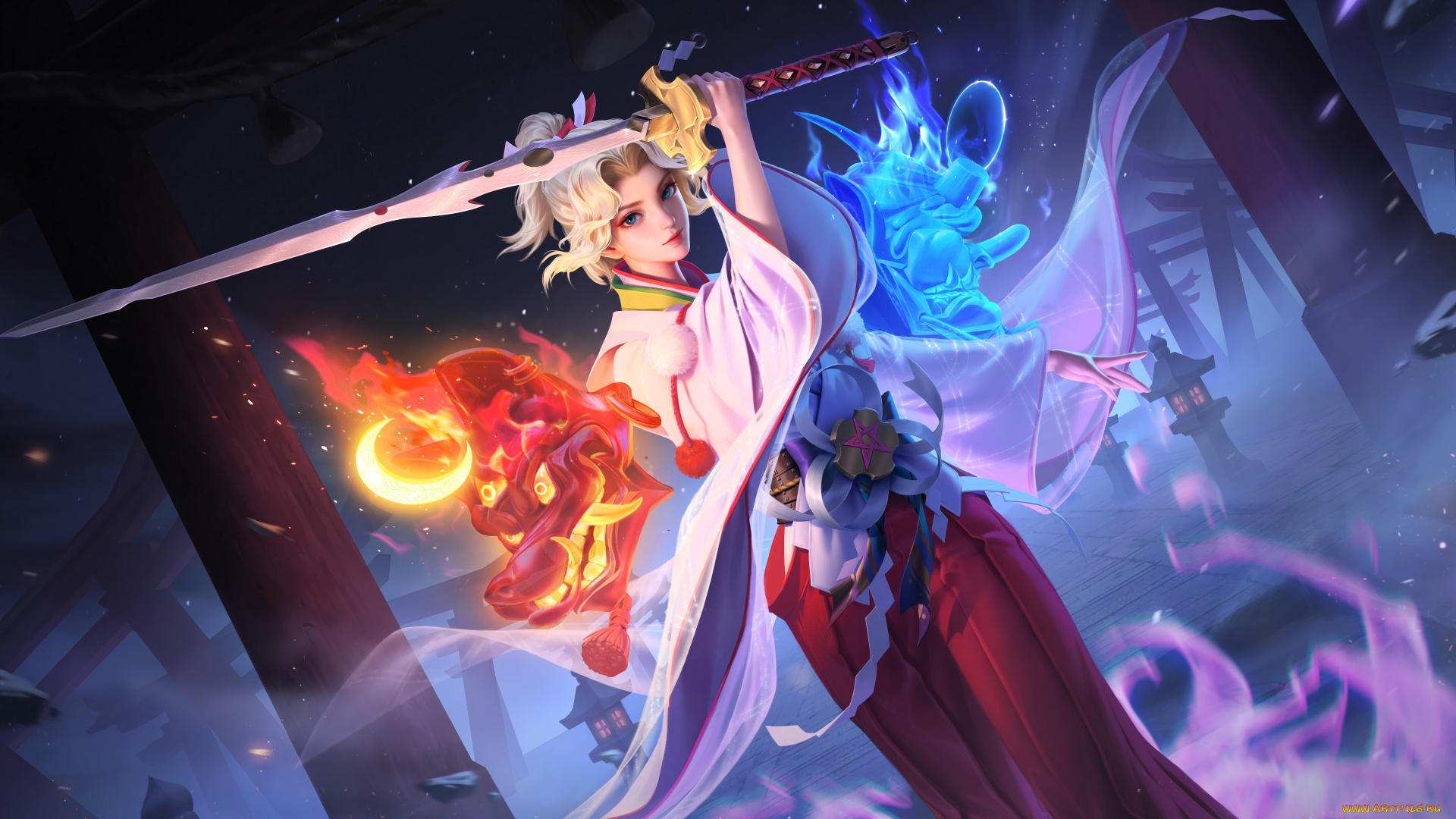 видео, игры, honor, of, kings, девушка, меч, демоны