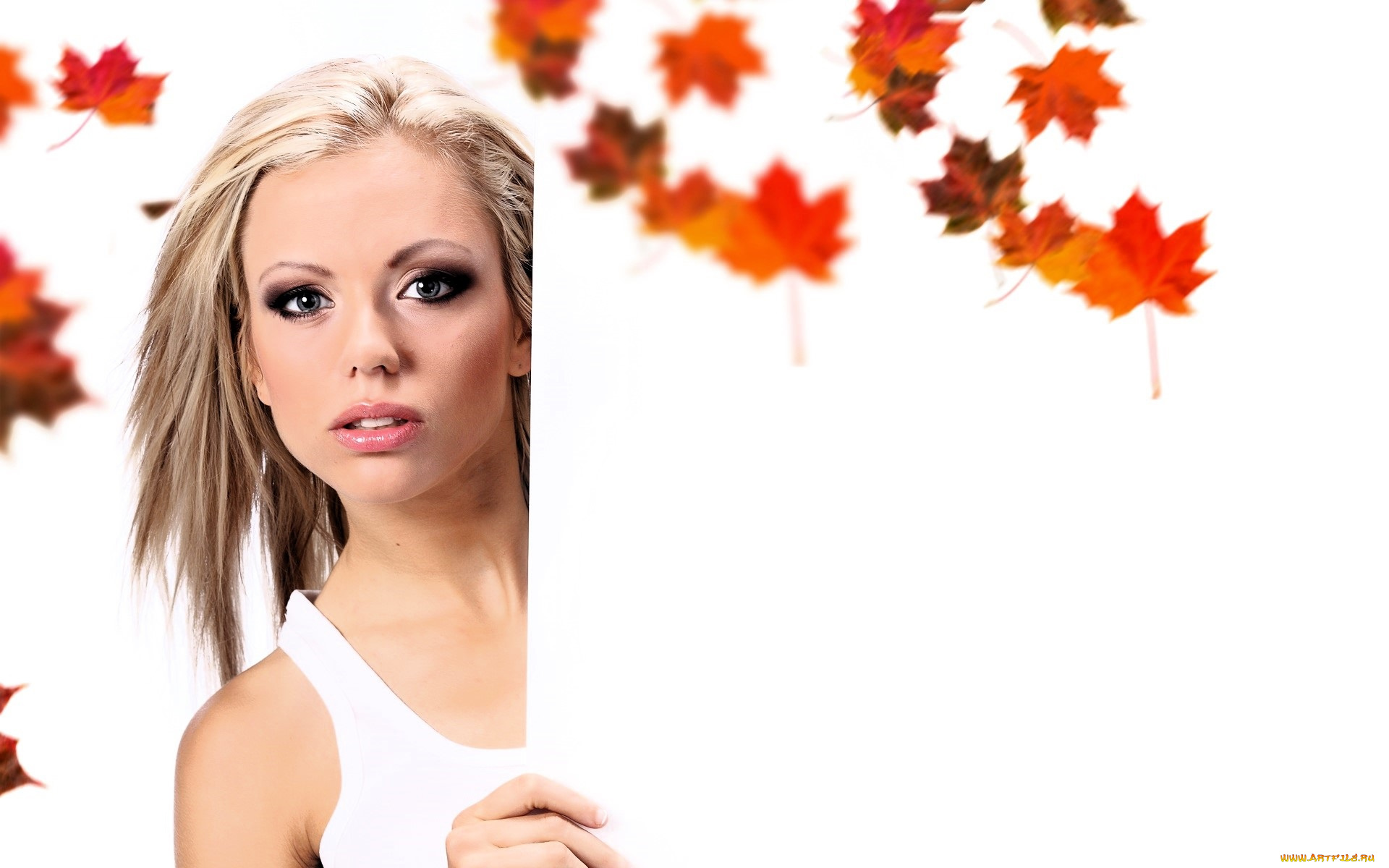 девушки, -, брюнетки, , шатенки, блондинка, платье, листья