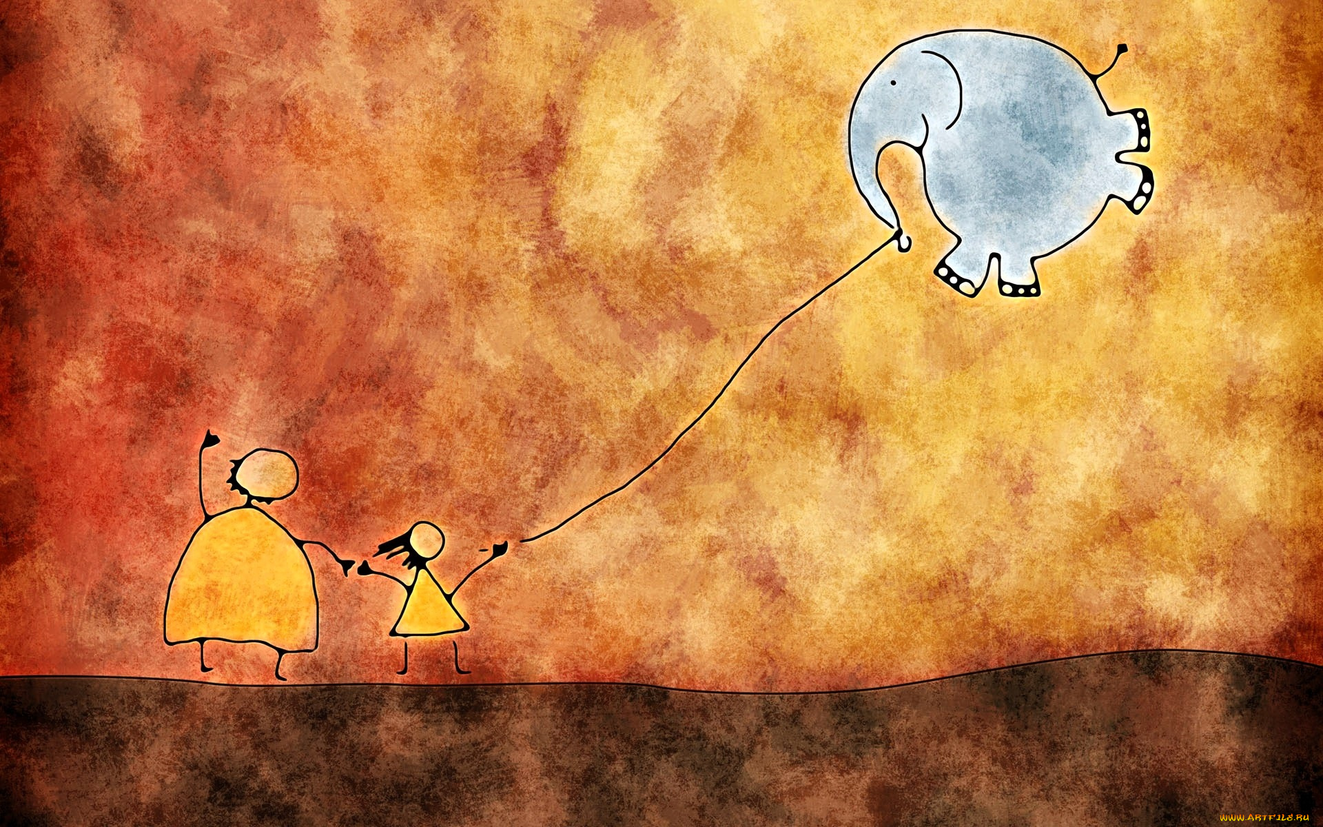 рисованное, vladstudio, люди, слон