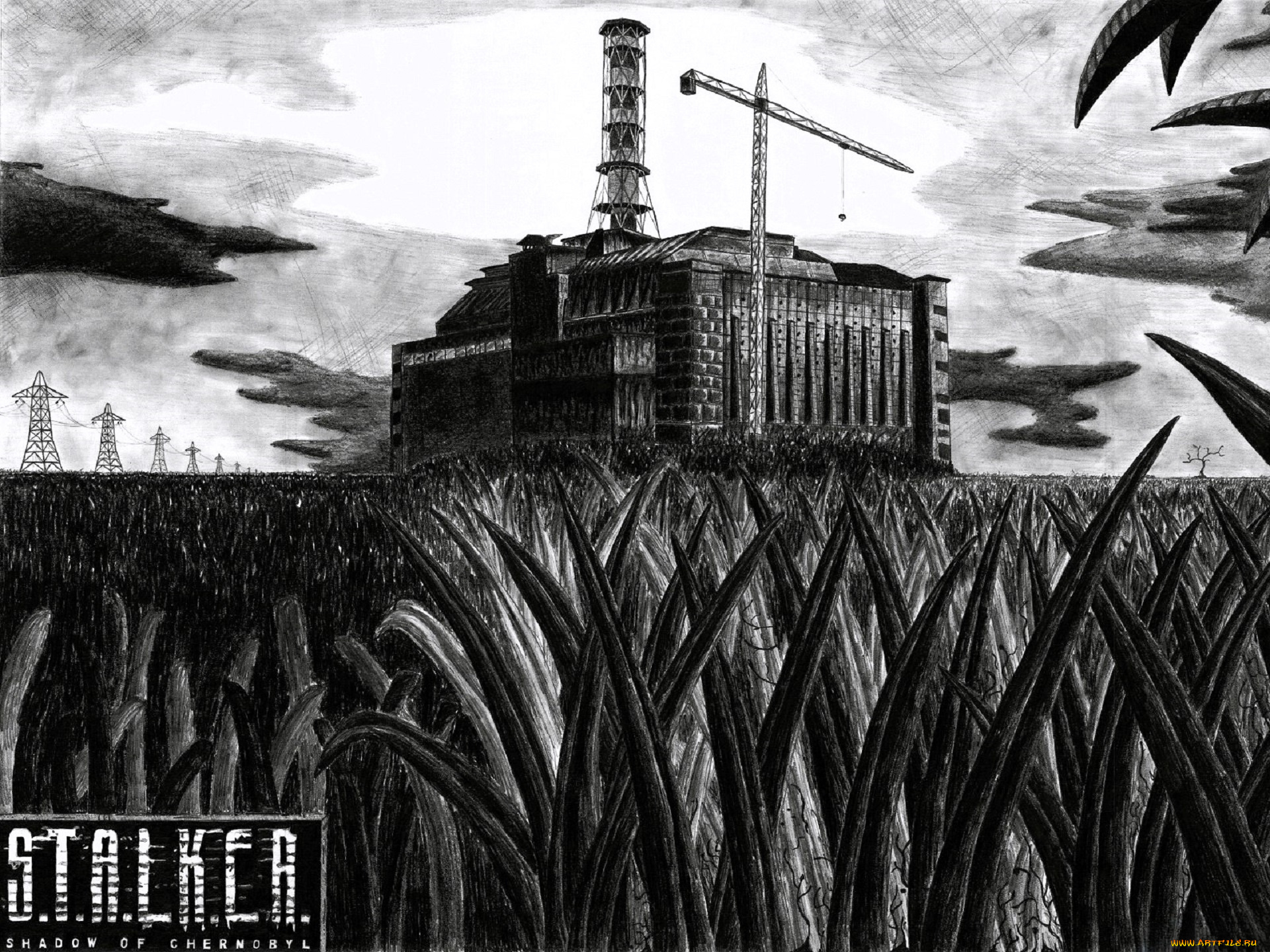 видео, игры, , shadow, of, chernobyl, чернобыль, станция, кран, растения