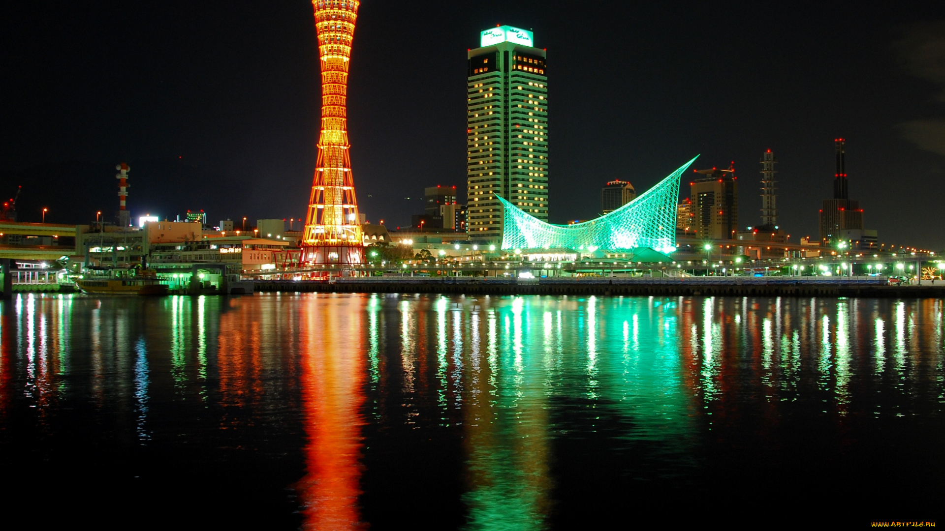 города, огни, ночного