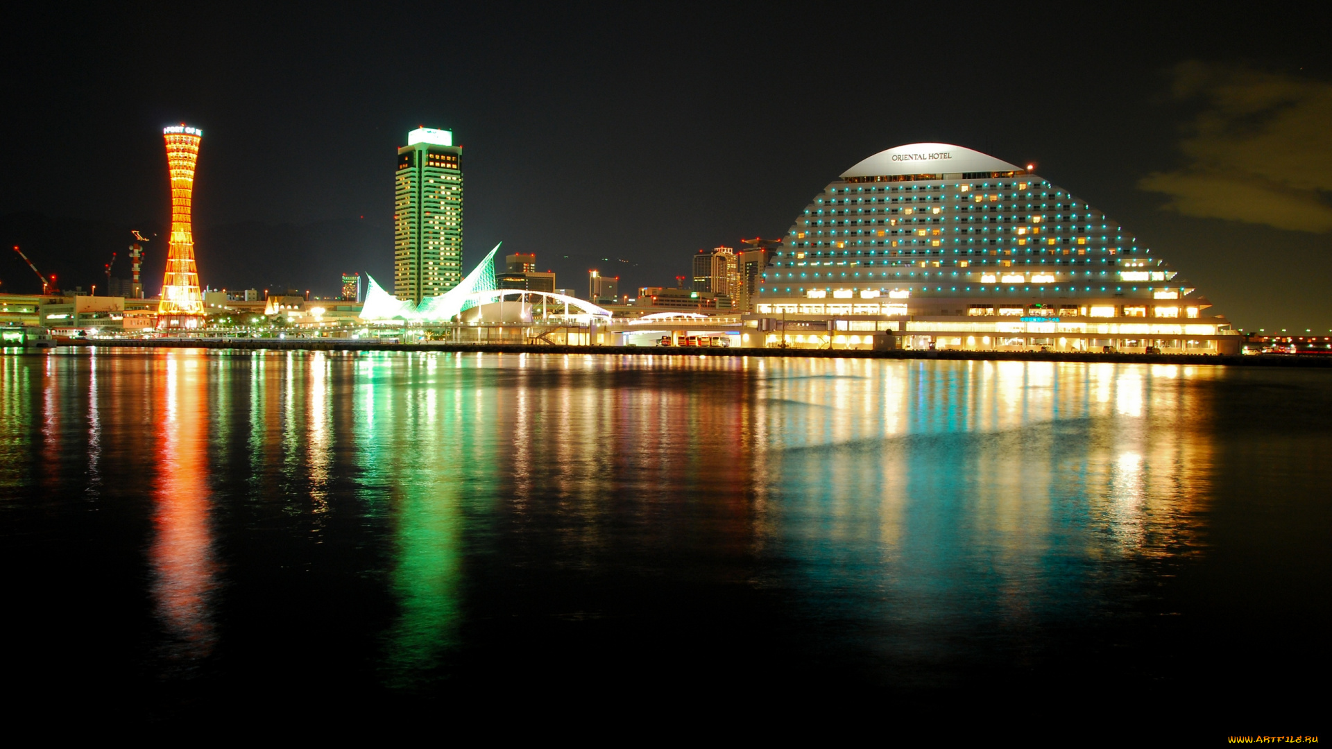 города, огни, ночного