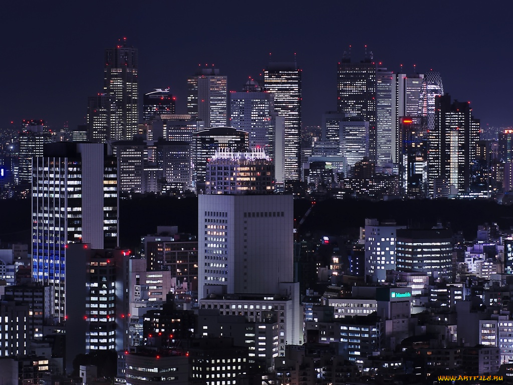 города, огни, ночного