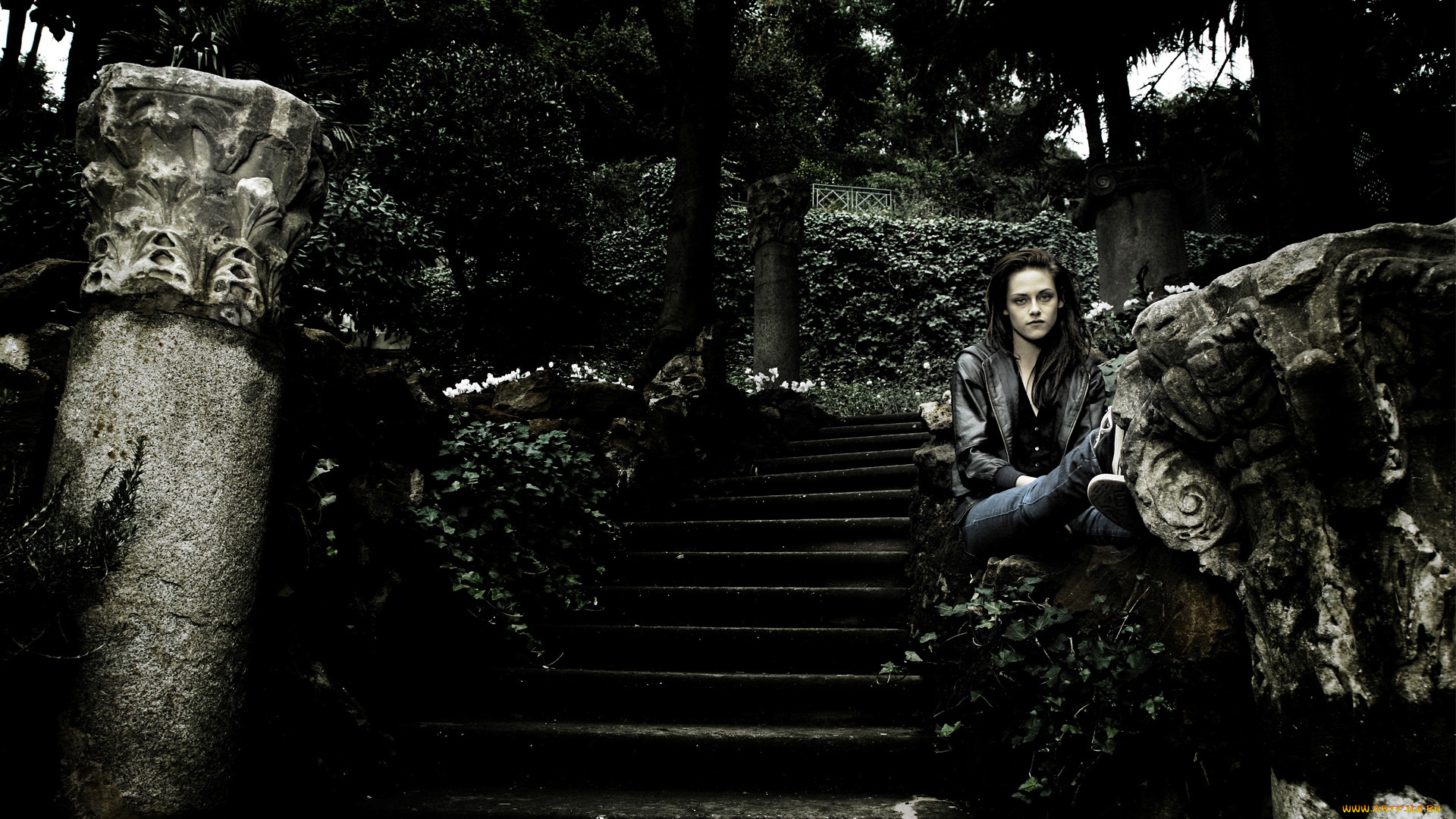 Kristen, Stewart, девушки, , , лестница, деревья