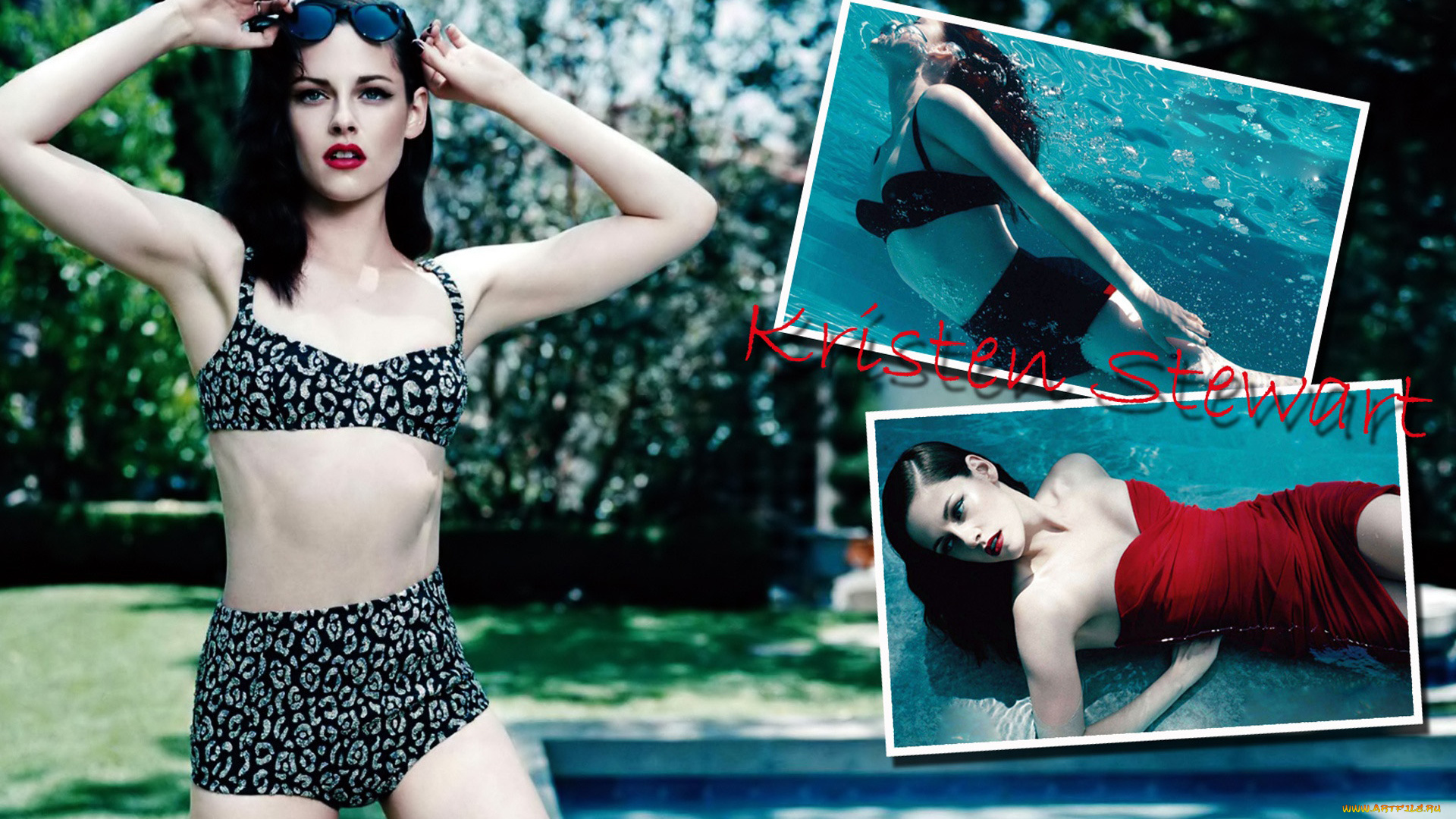 Kristen, Stewart, девушки, , , в, воде, купальнике