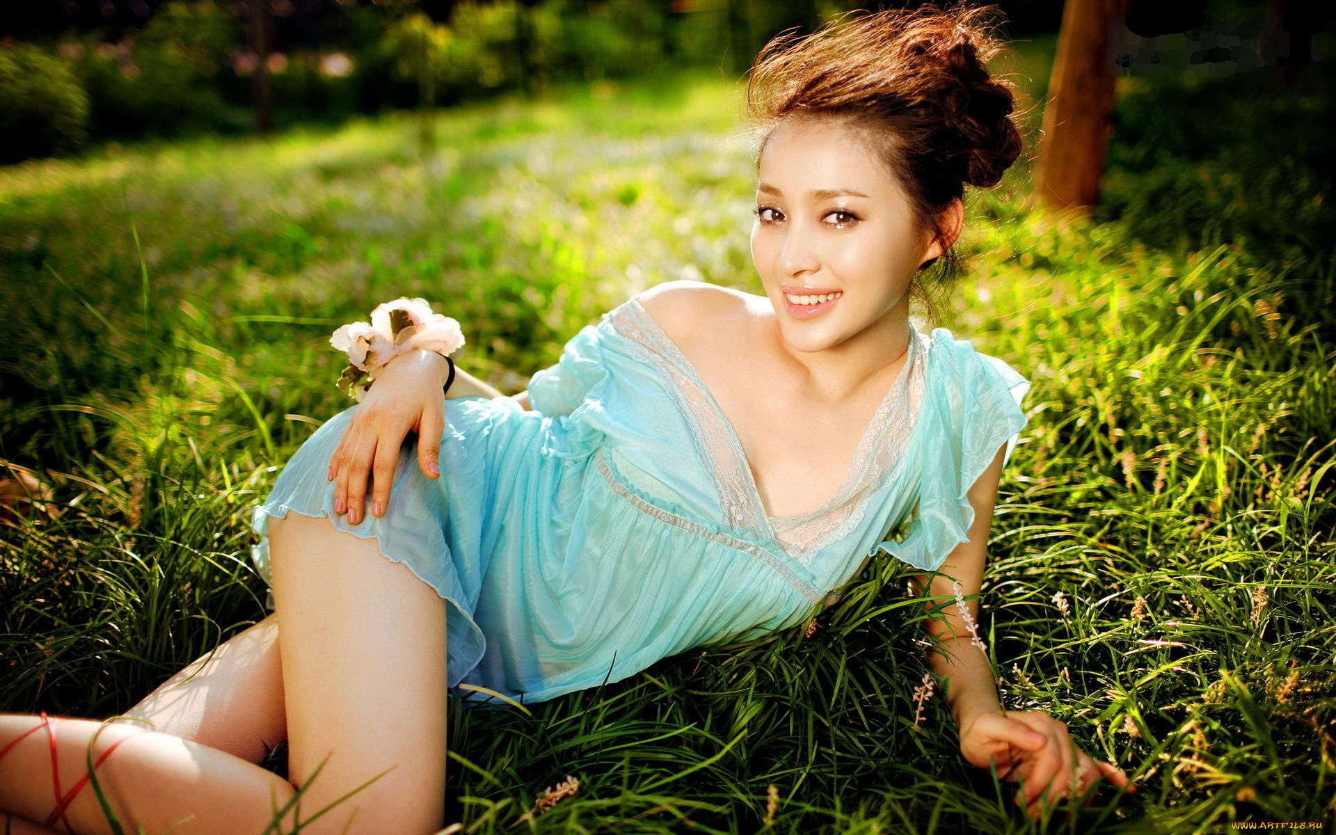 -Unsort, Азиатки, девушки, unsort, азиатки, девушка, трава