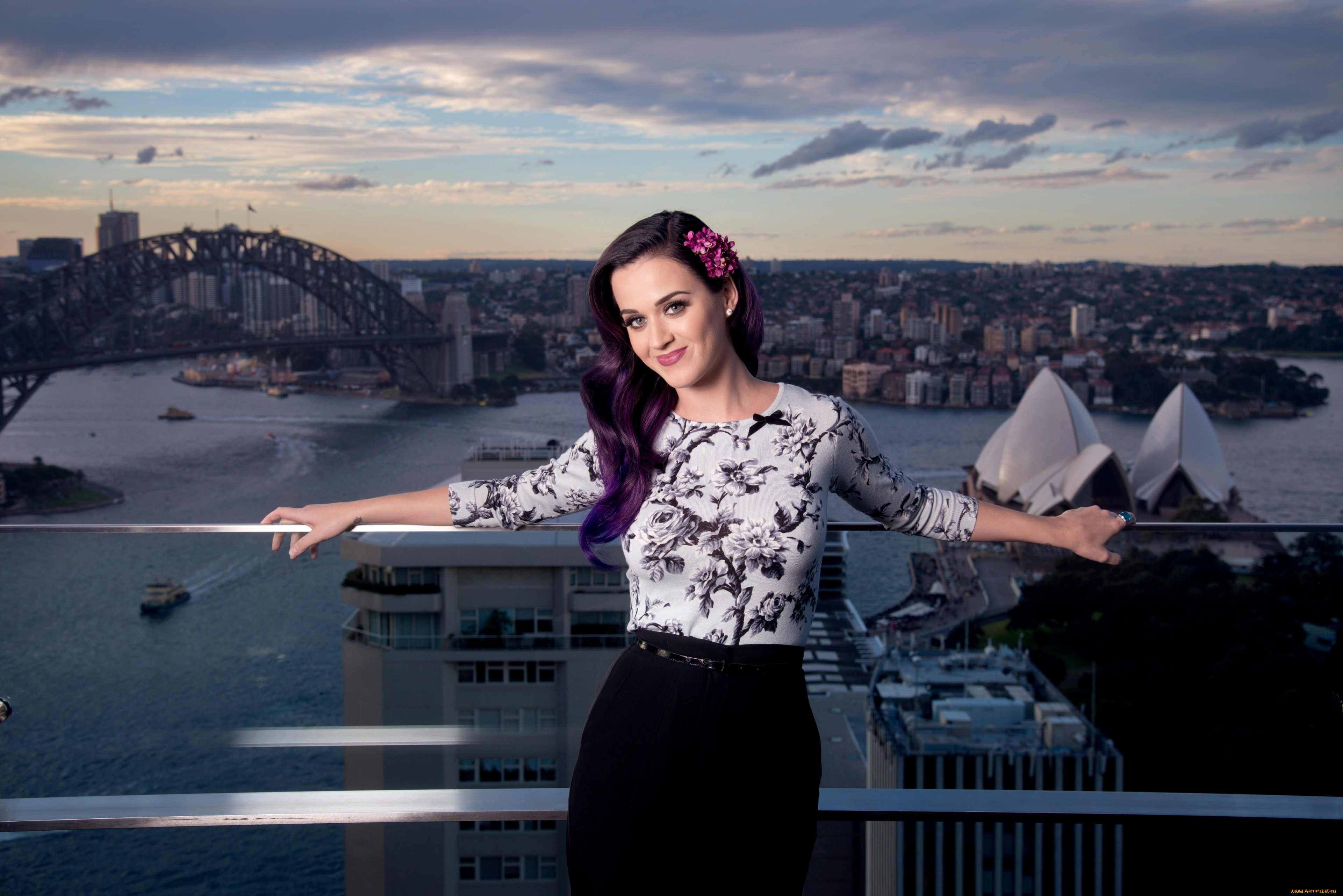 музыка, katy, perry, фиолетовые, певица, город, кэти, перри, волосы