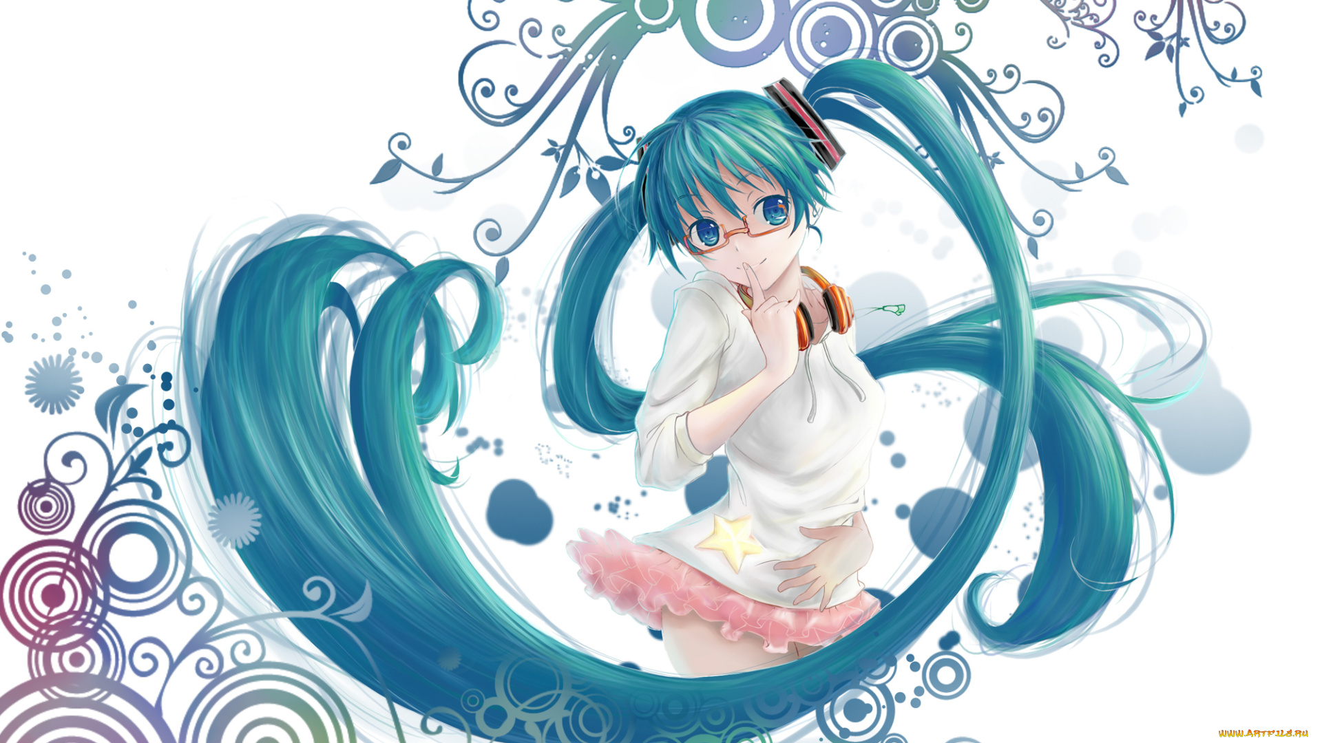 аниме, vocaloid, вокалоид, девушка, узор, волосы